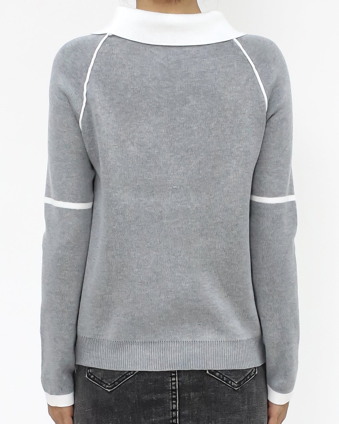 grey & ivory collar knitted top *pre-order*