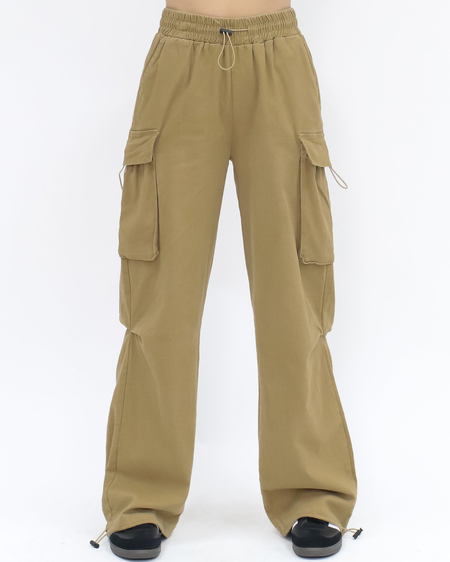 beige denim cargo straight legs pants