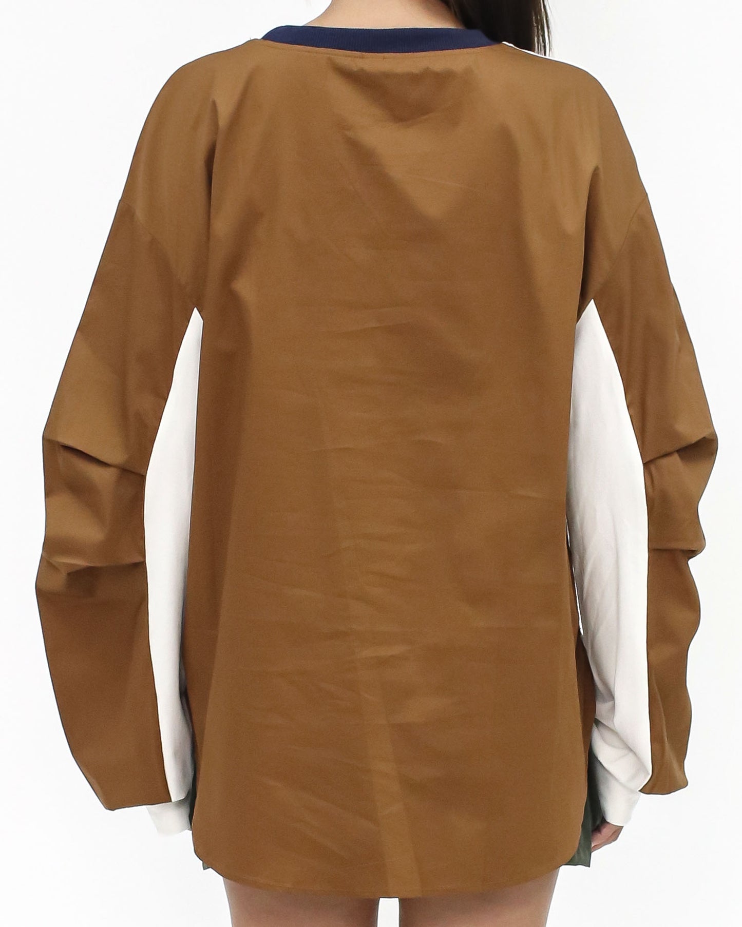 ivory cotton & brown shirt back sweatshirt *pre-order*