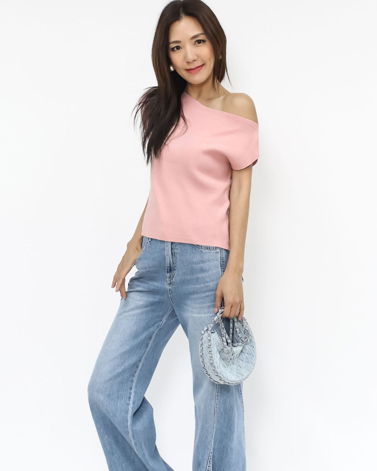 pink casual knitted top