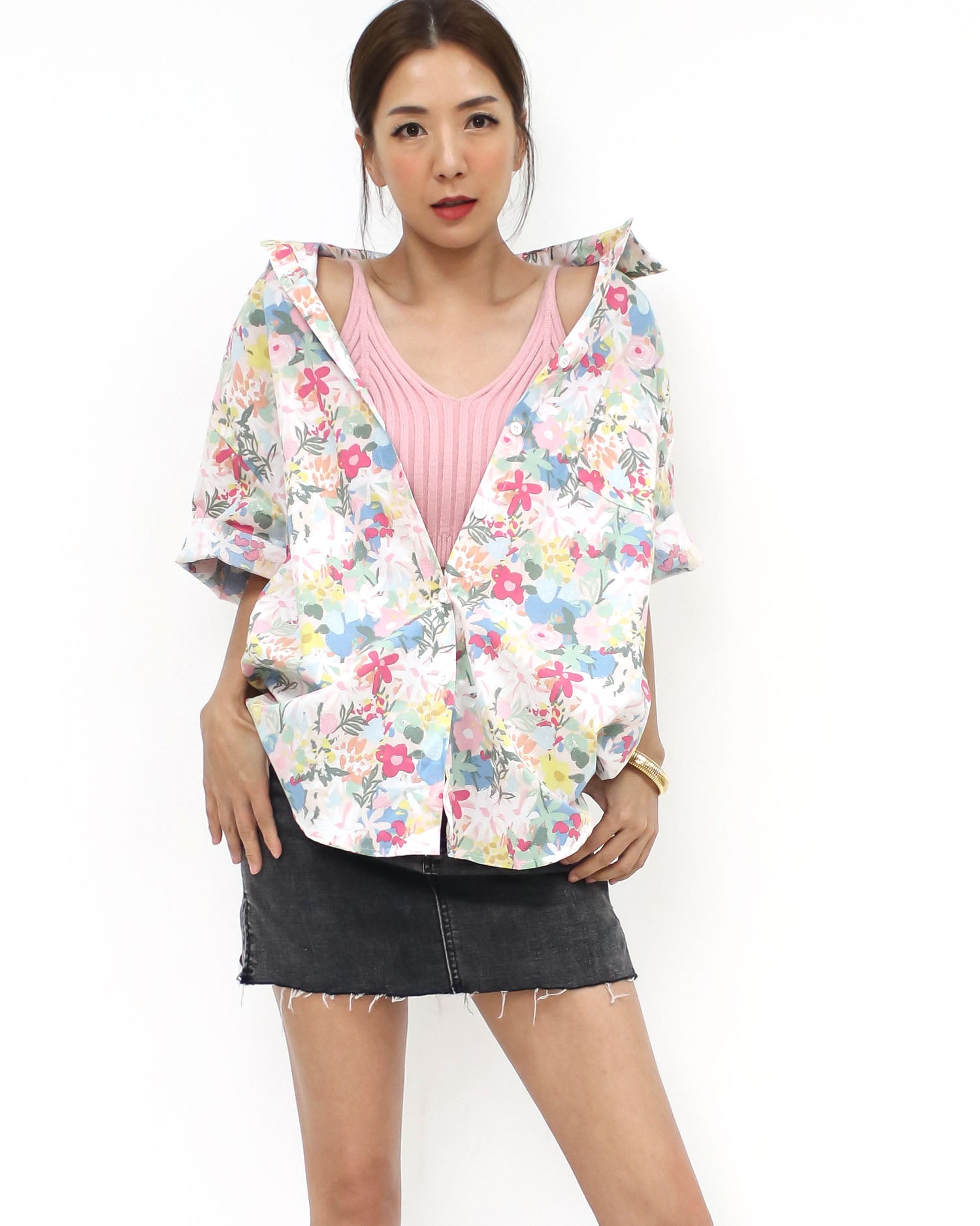 ivory floral printed shirt – STYLEGAL