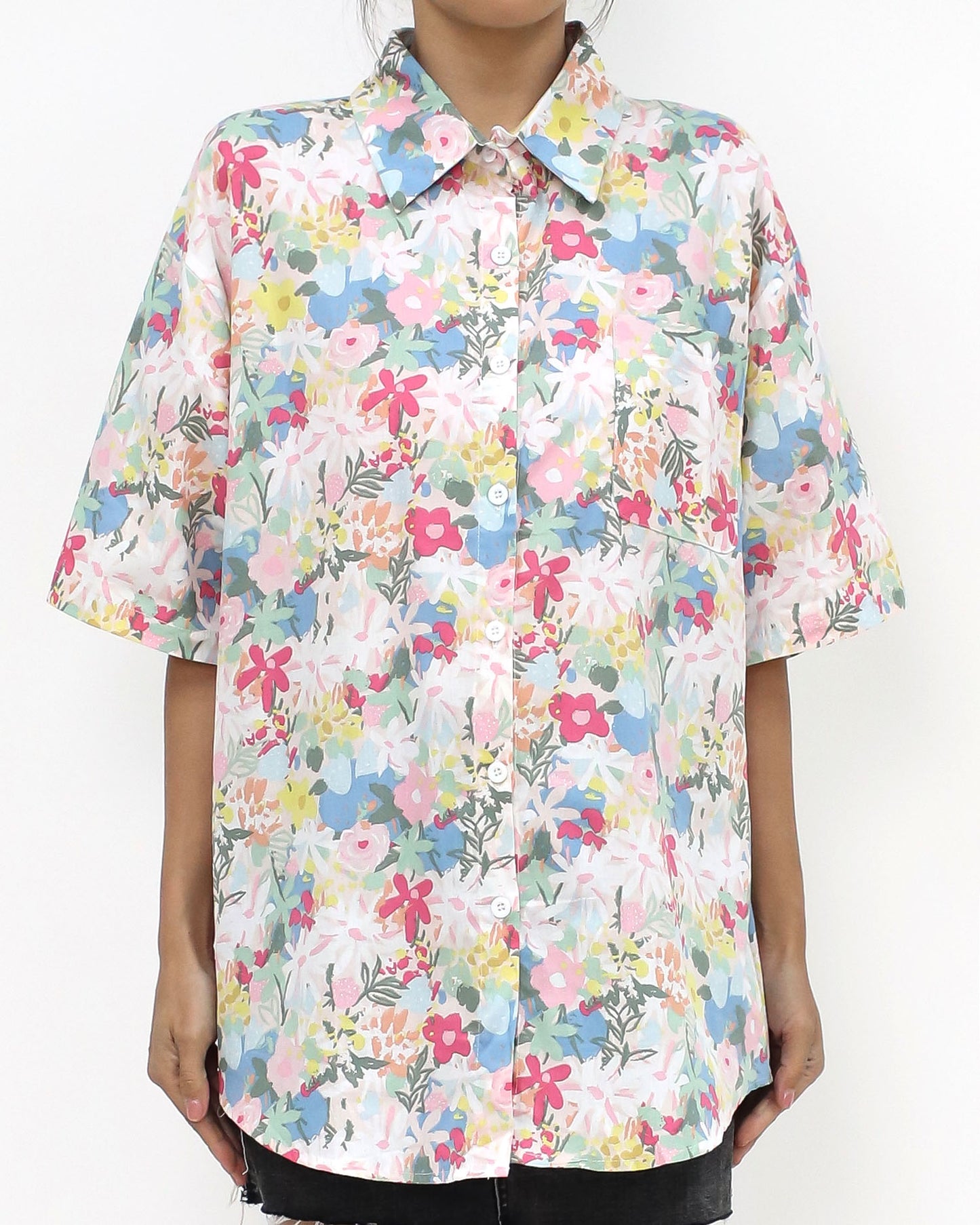 ivory floral printed shirt