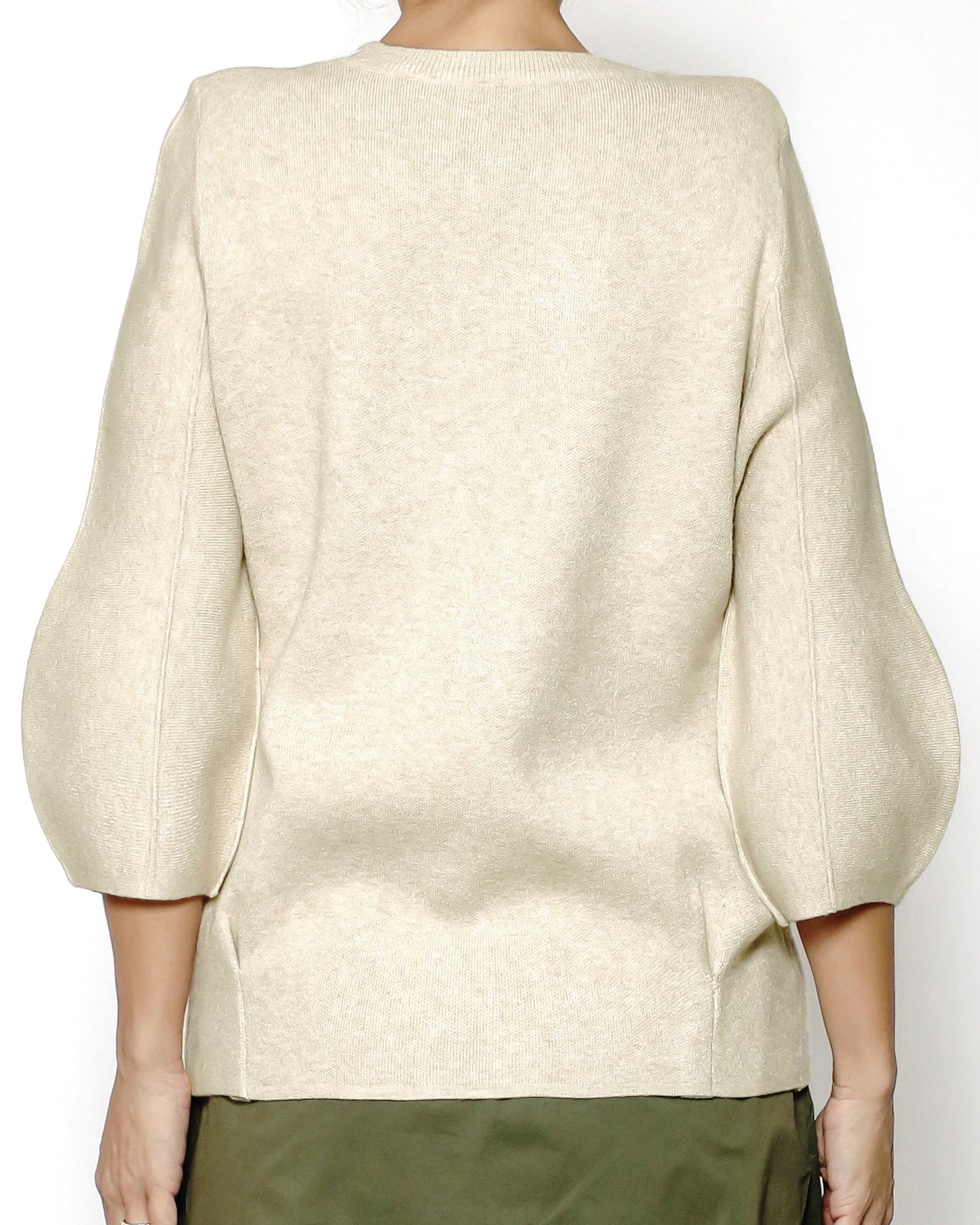 beige oat balloon sleeves knitted top *pre-order*