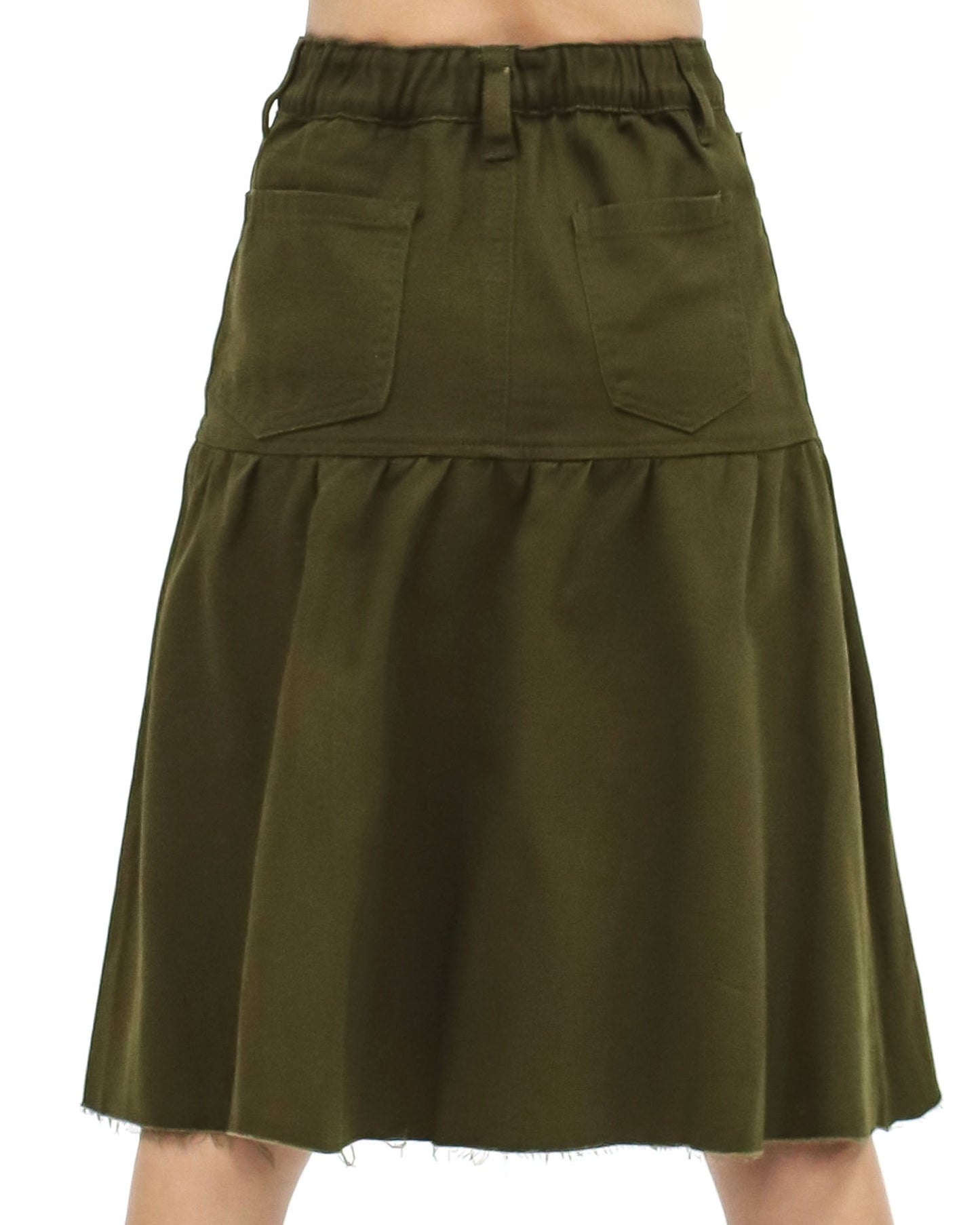 green denim asymmetric hem skirt -S