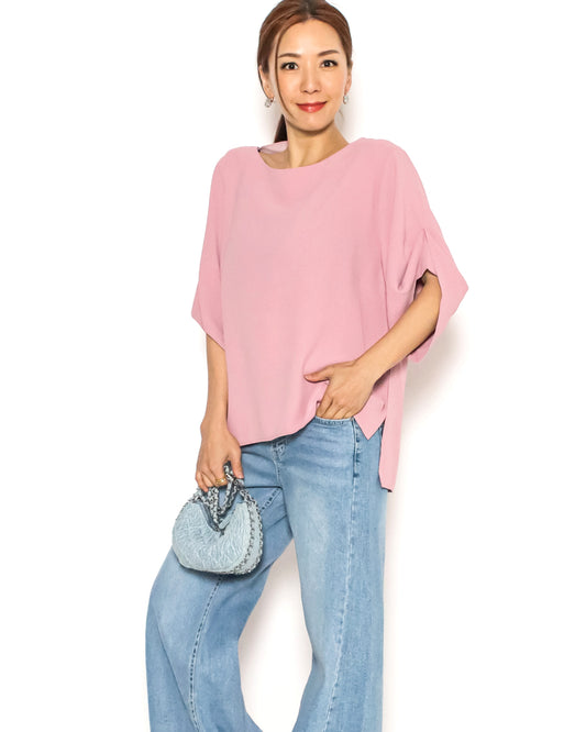 pink pleats sleeves chiffon top *pre-order*