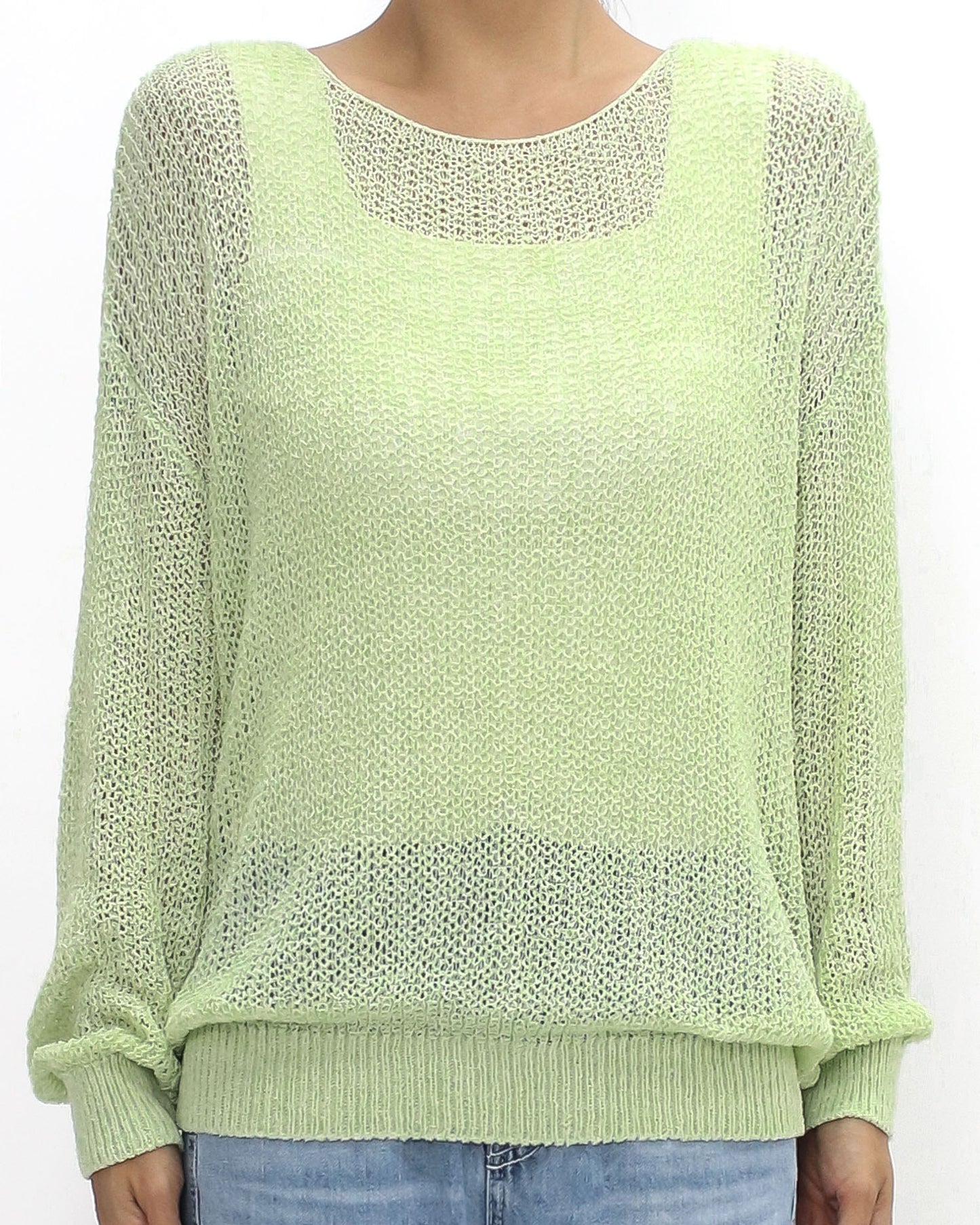 light green cage fine knitted top