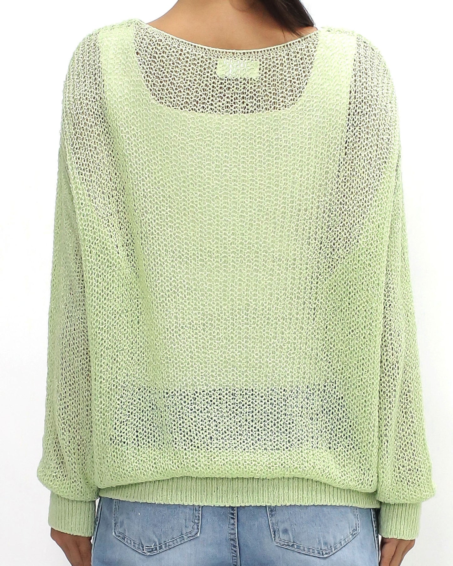 light green cage fine knitted top