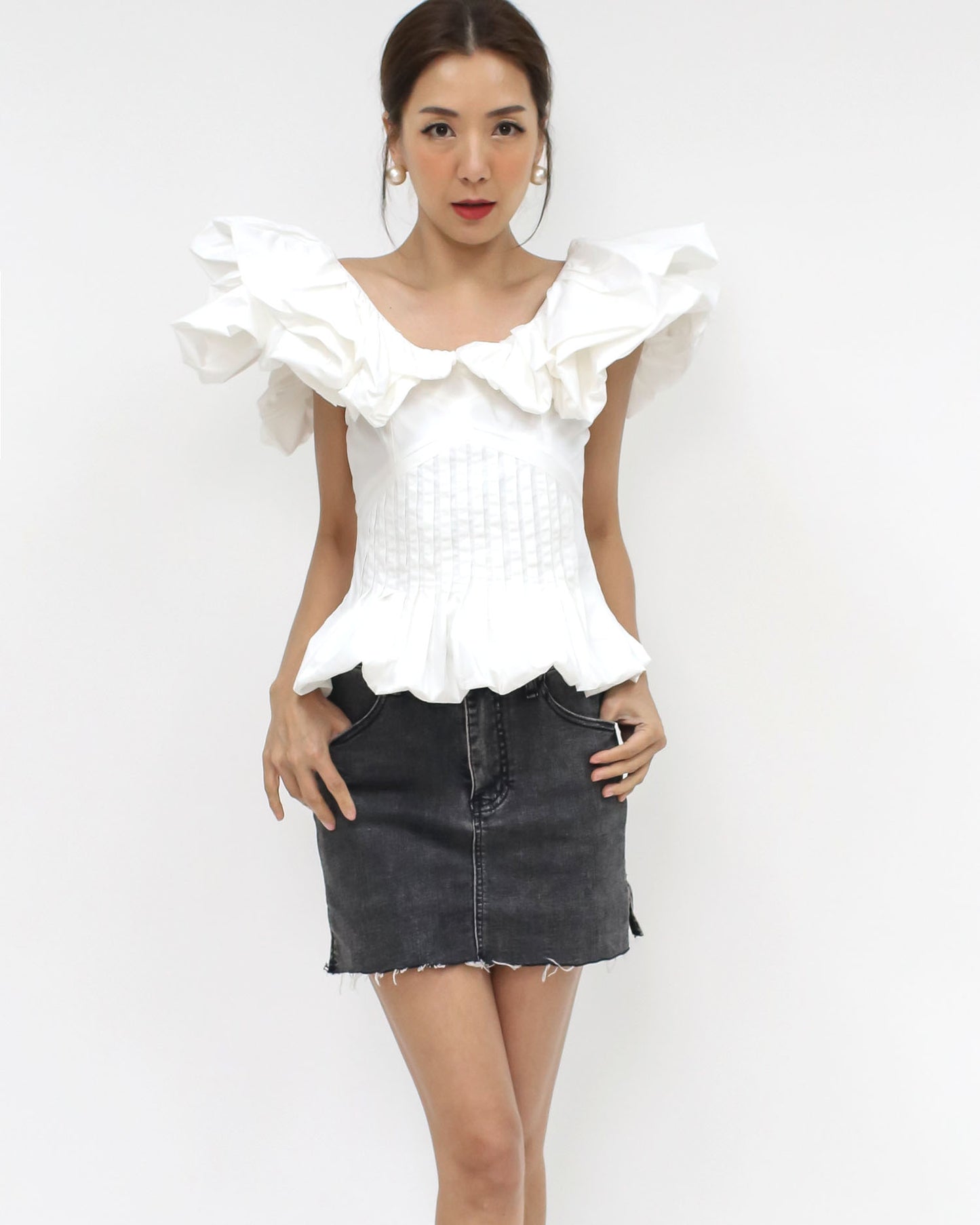 ivory ruffles shirt top *pre-order*