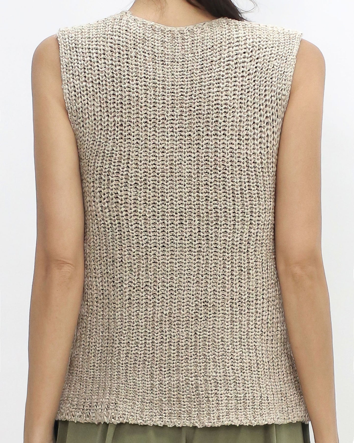 beige chunky knitted vest