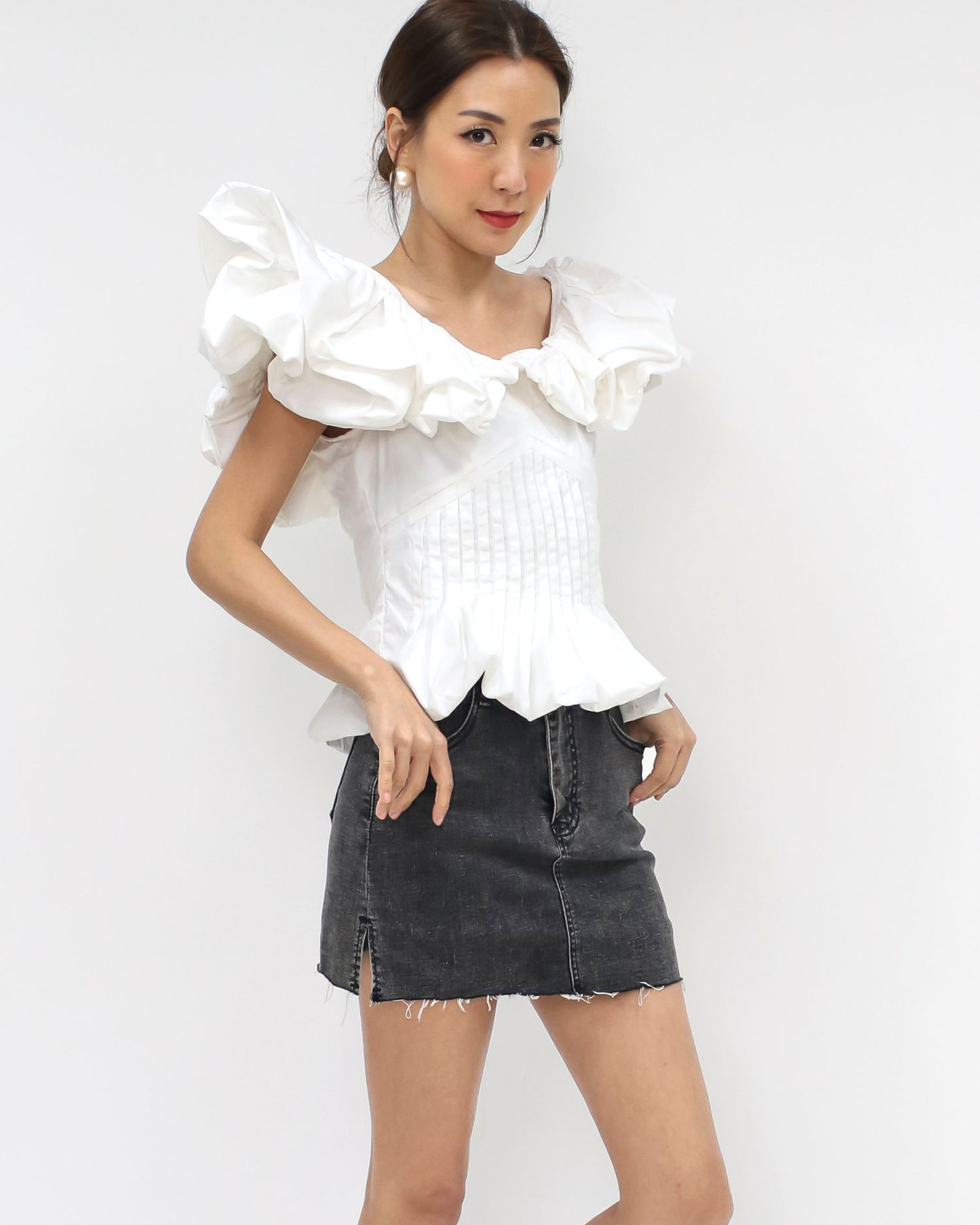 ivory ruffles shirt top *pre-order*