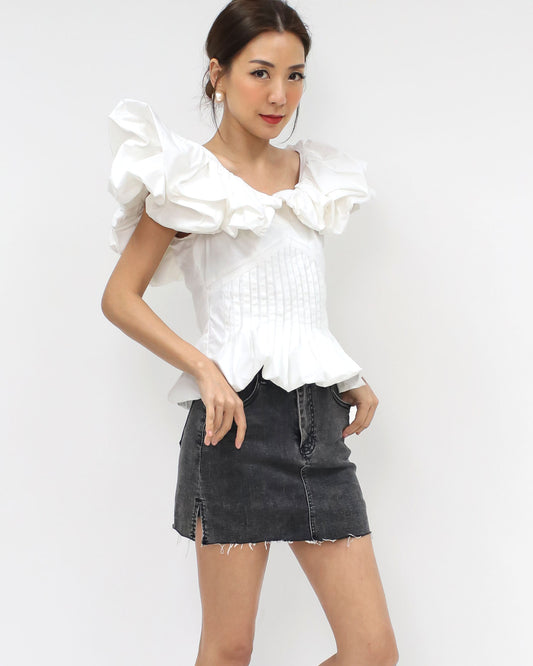 ivory ruffles shirt top *pre-order*