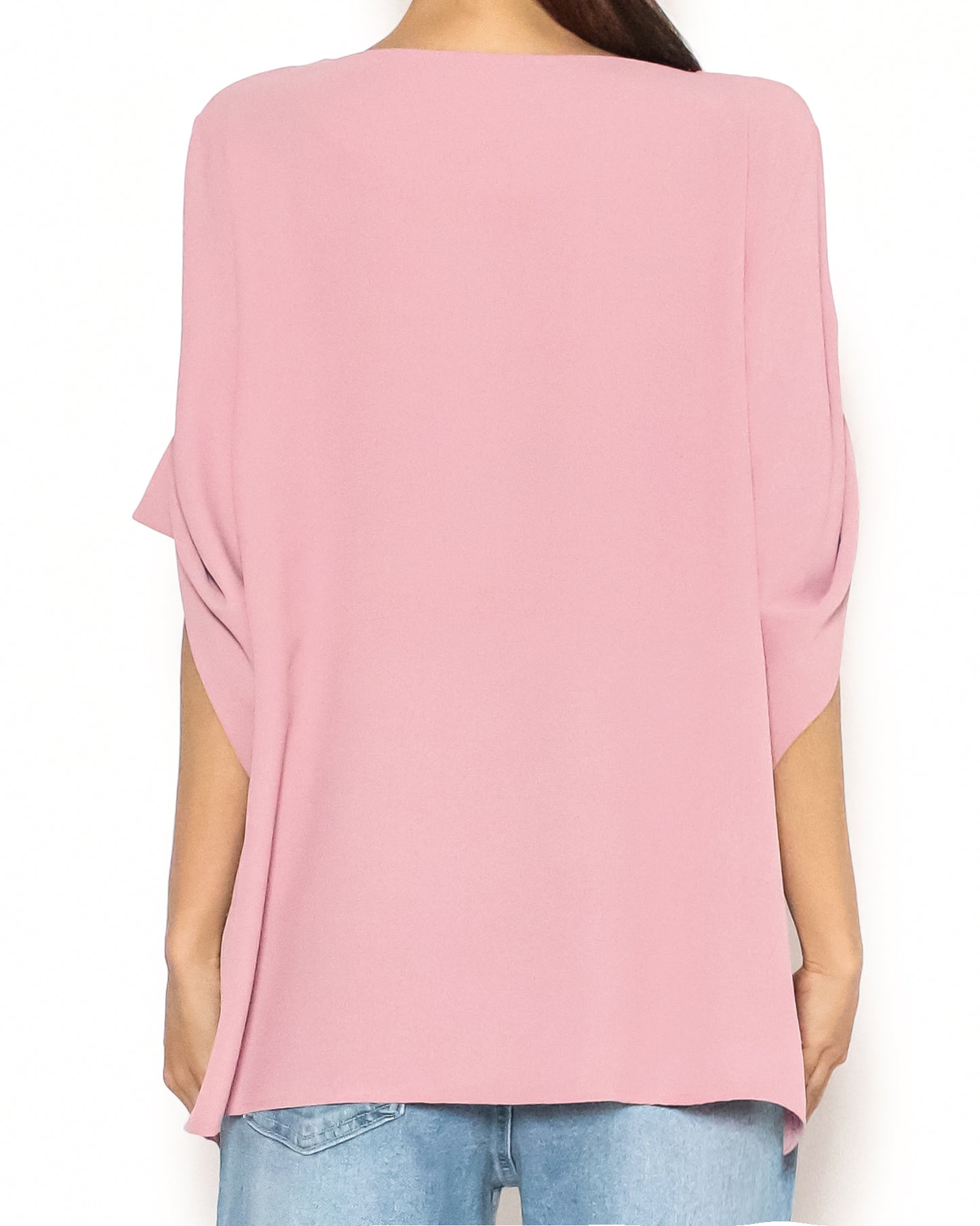 pink pleats sleeves chiffon top *pre-order*