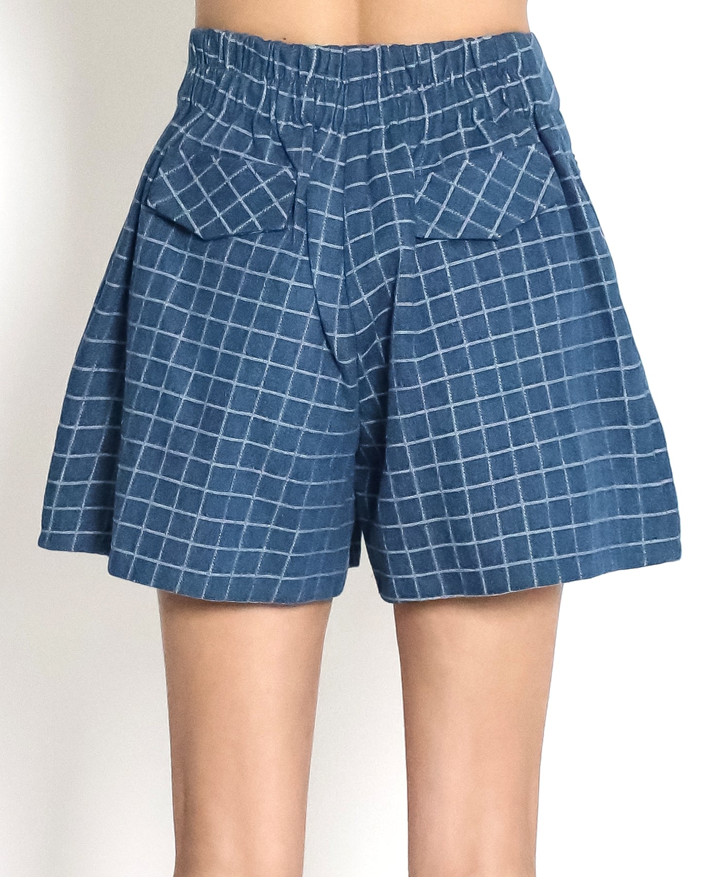 blue denim checkers shorts *pre-order*