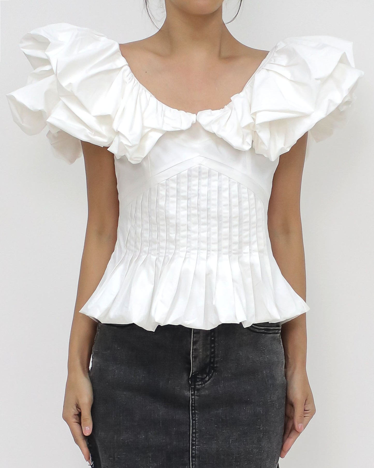 ivory ruffles shirt top *pre-order*