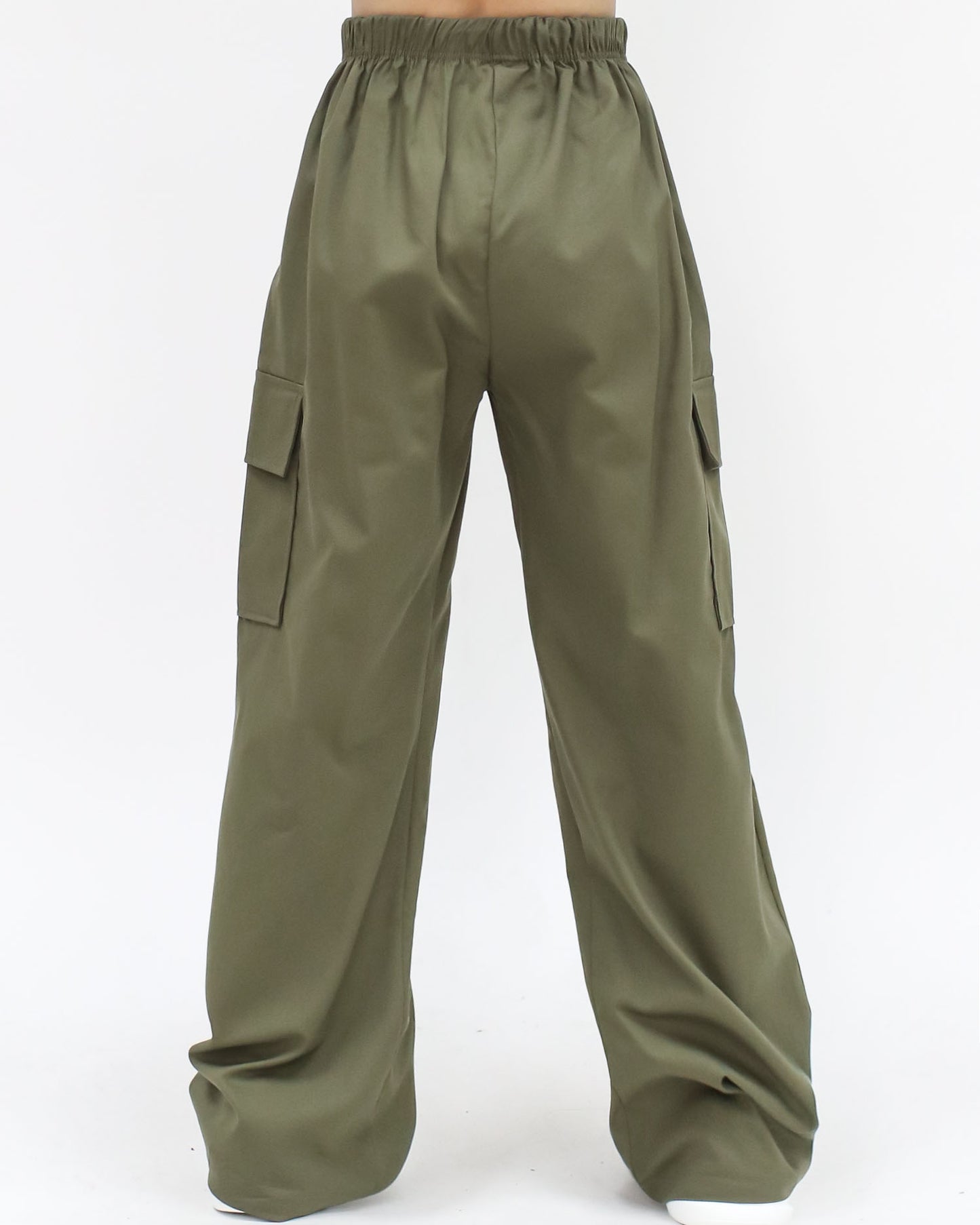 green pockets sides straight legs cotton pants *pre-order*
