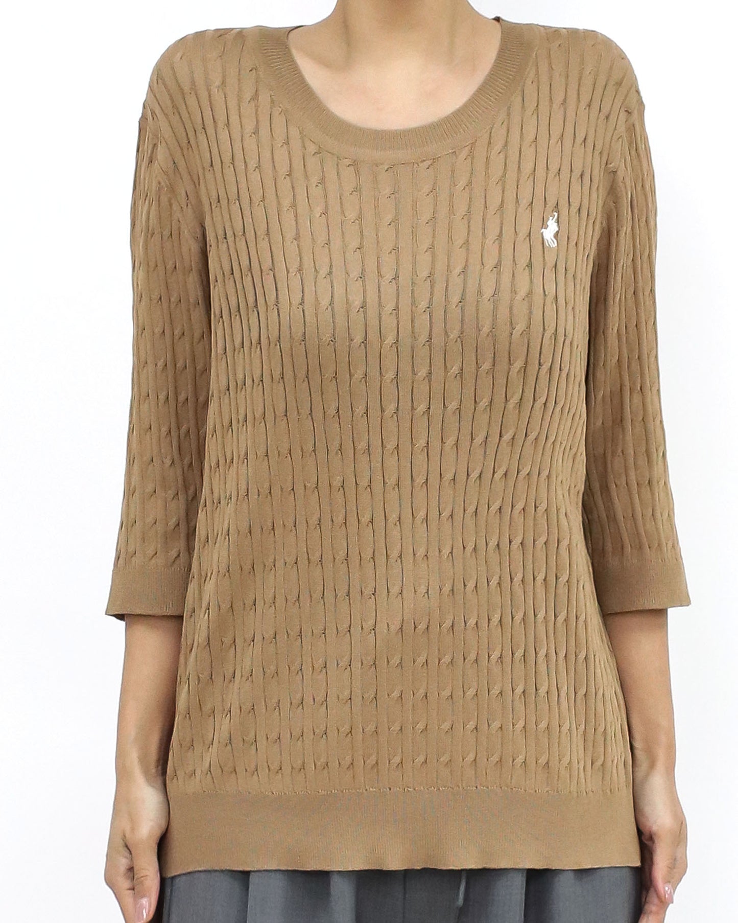 beige twisted fine knitted top