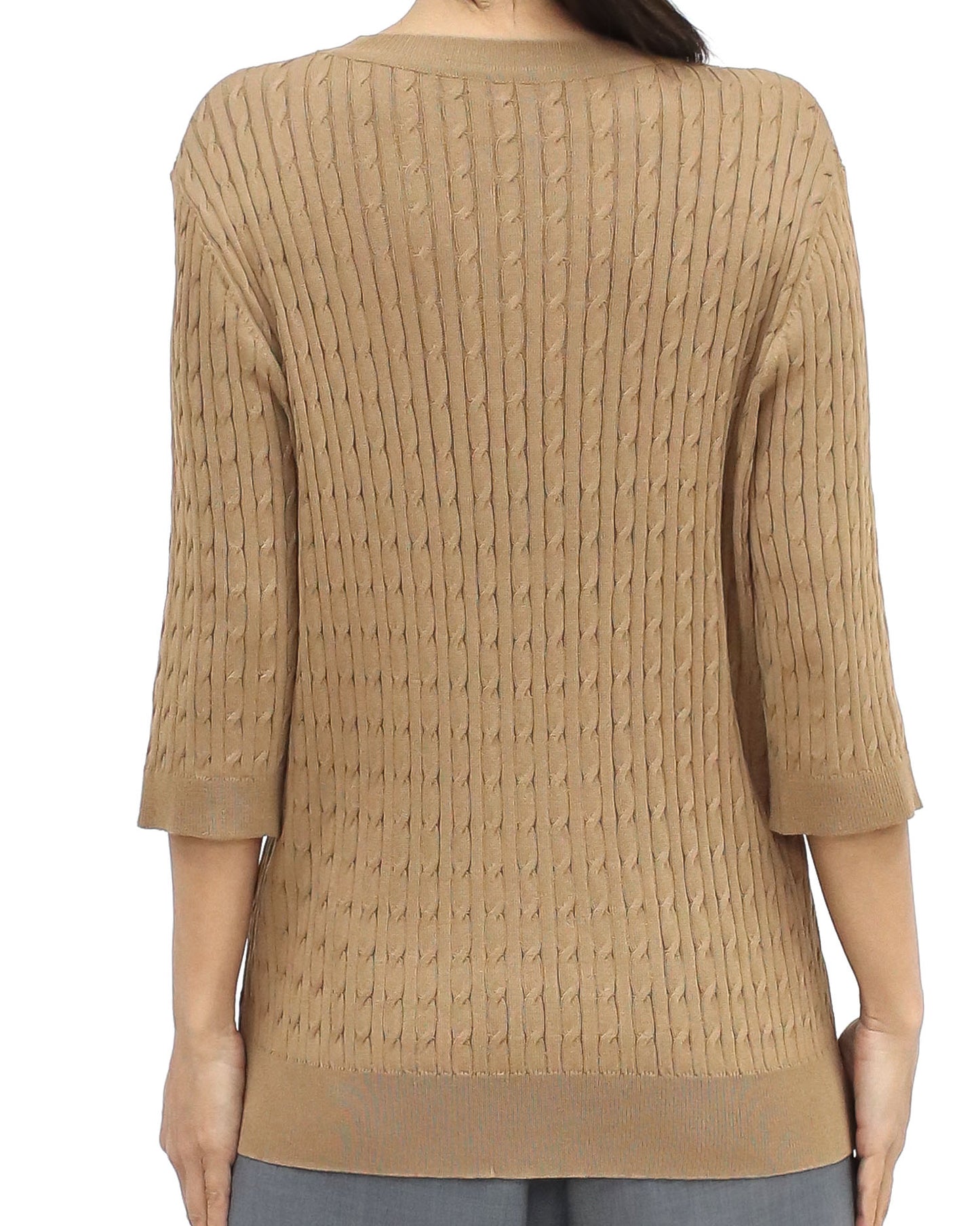 beige twisted fine knitted top