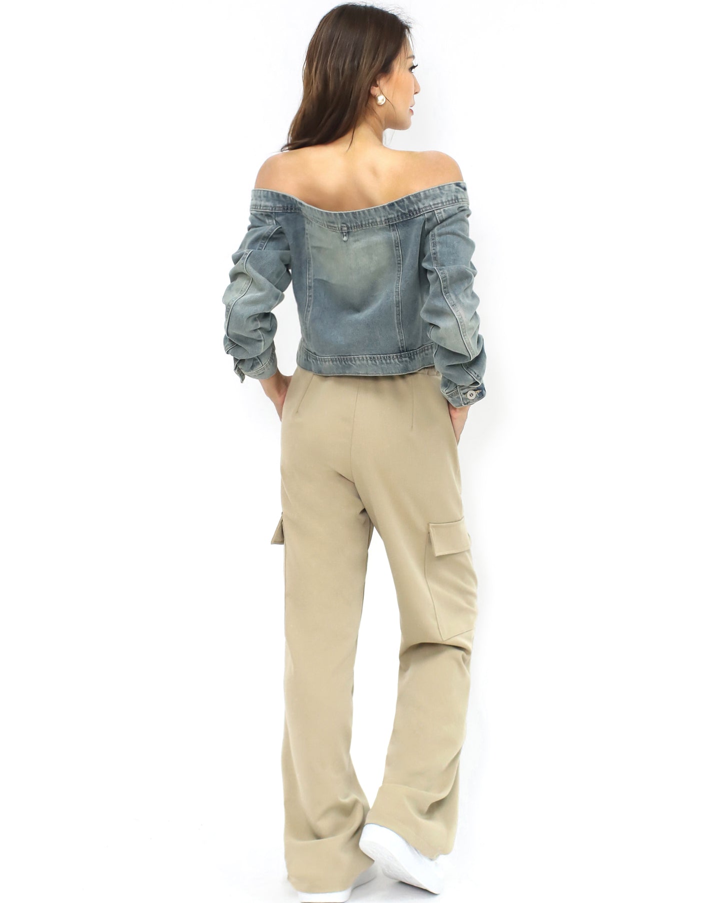 beige pockets cargo straight legs pants *pre-order*