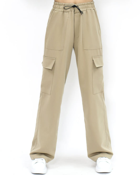 beige pockets cargo straight legs pants *pre-order*