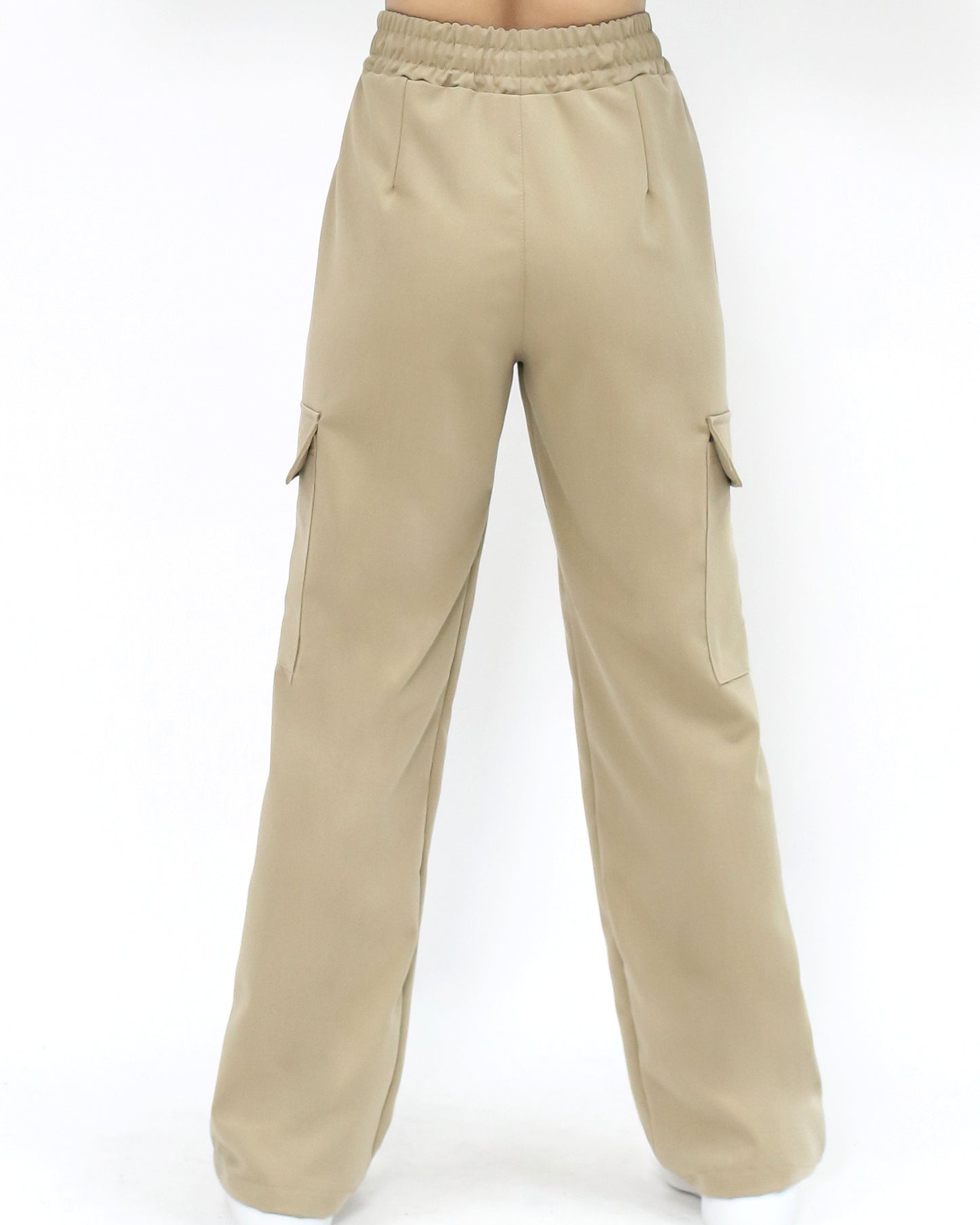 beige pockets cargo straight legs pants *pre-order*