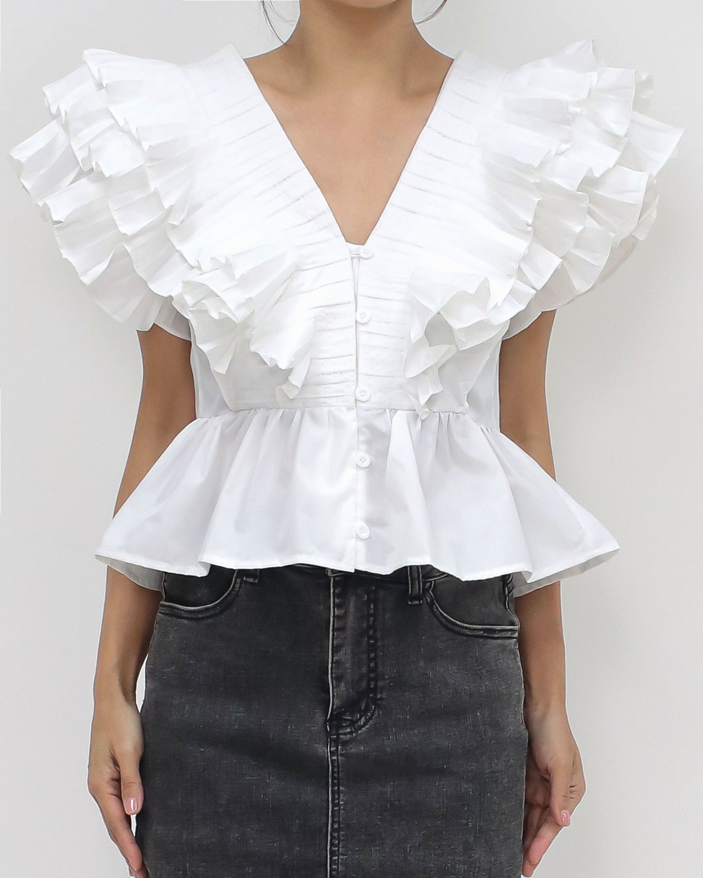 ivory pleats layer shirt top *pre-order*