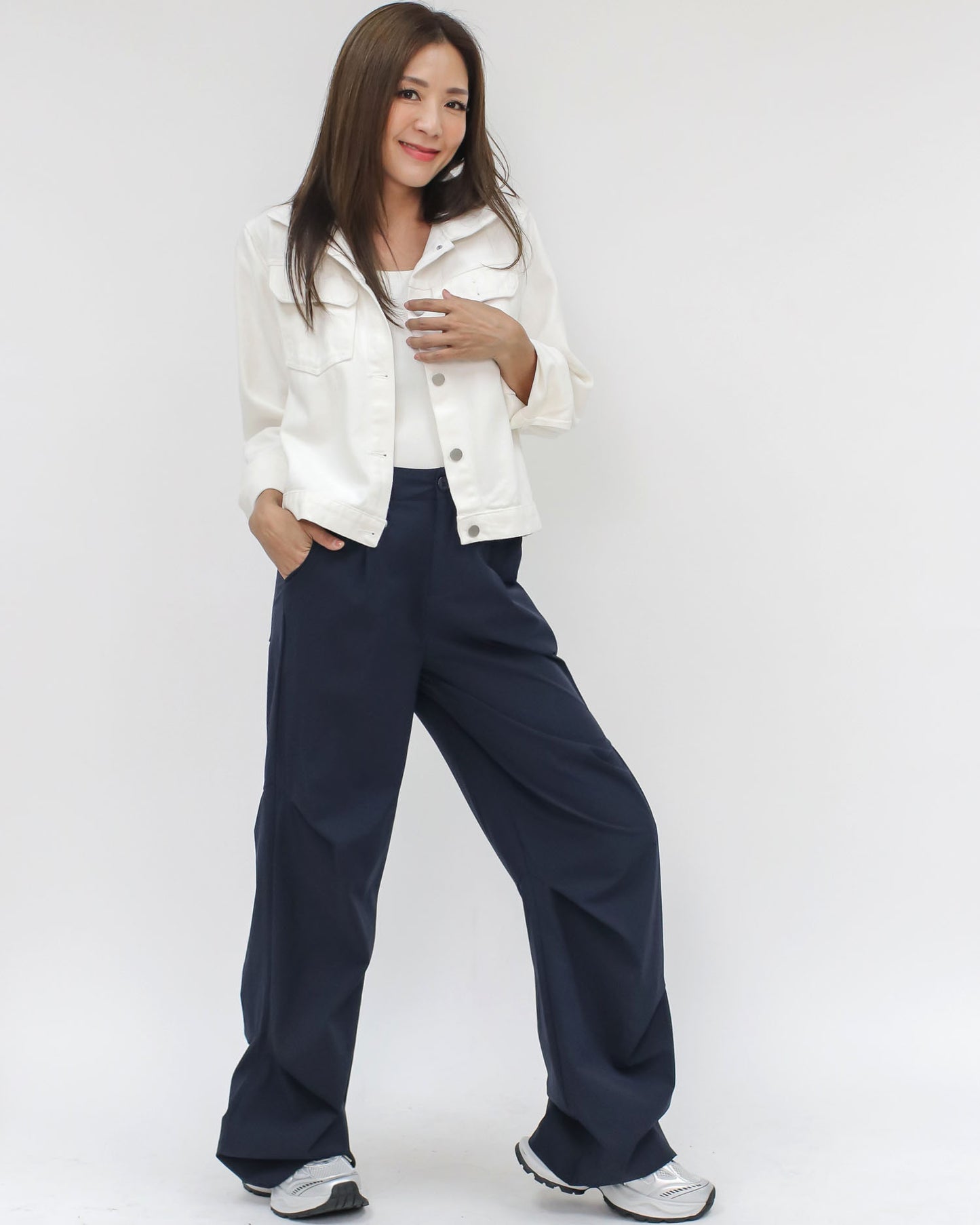 navy ruched cargo pants *pre-order*