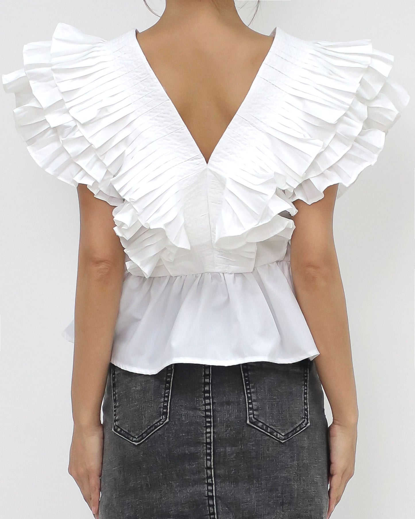 ivory pleats layer shirt top *pre-order*