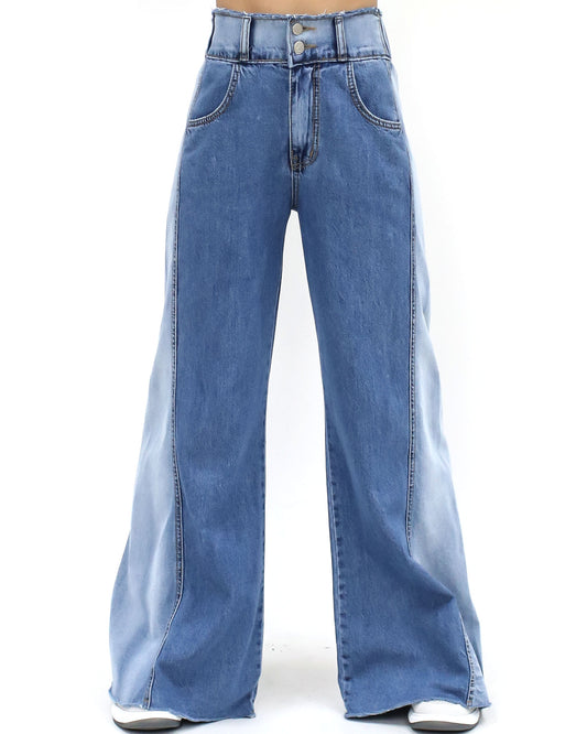 denim contrast color flare jeans *pre-order*