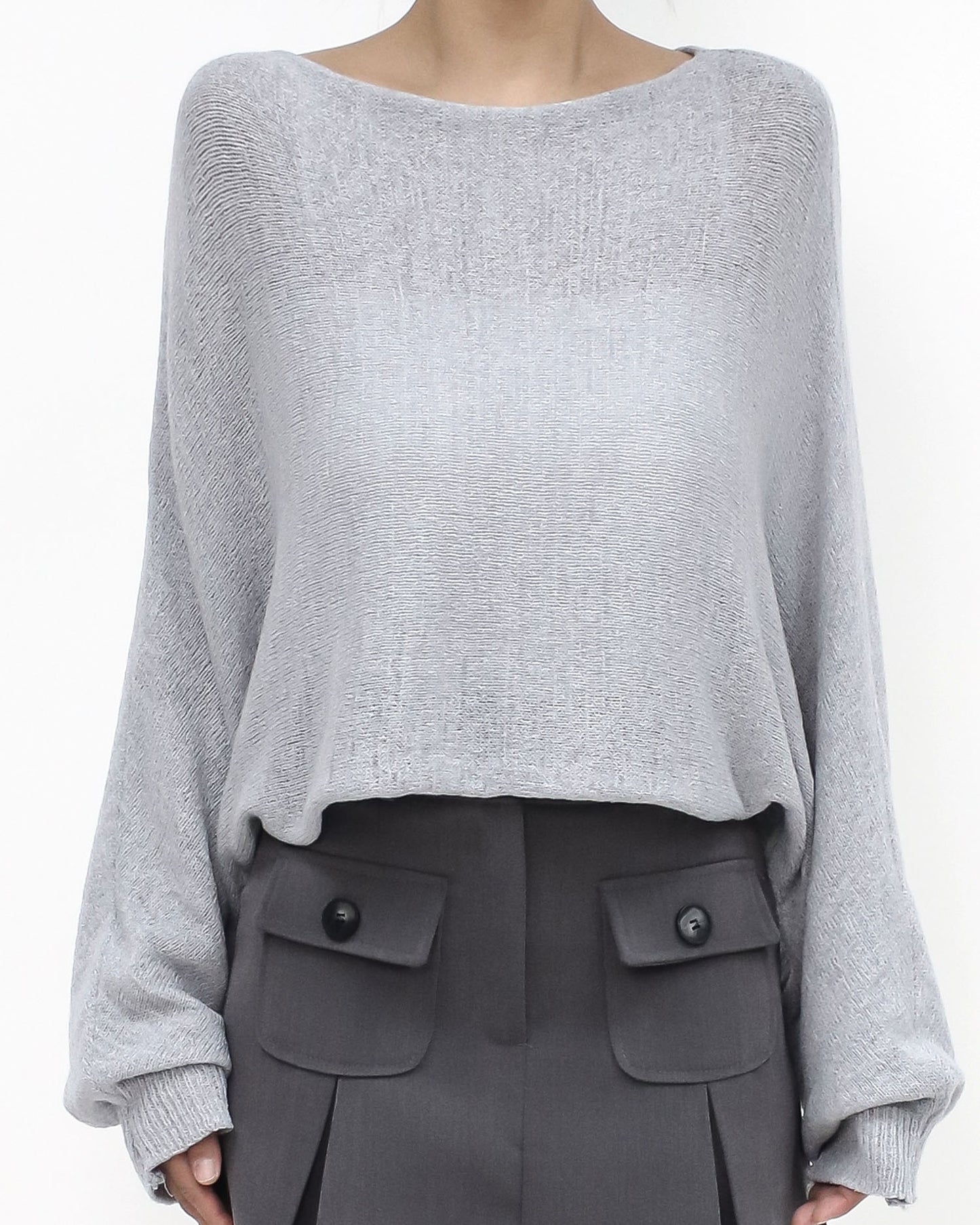 grey batwing fine knitted top