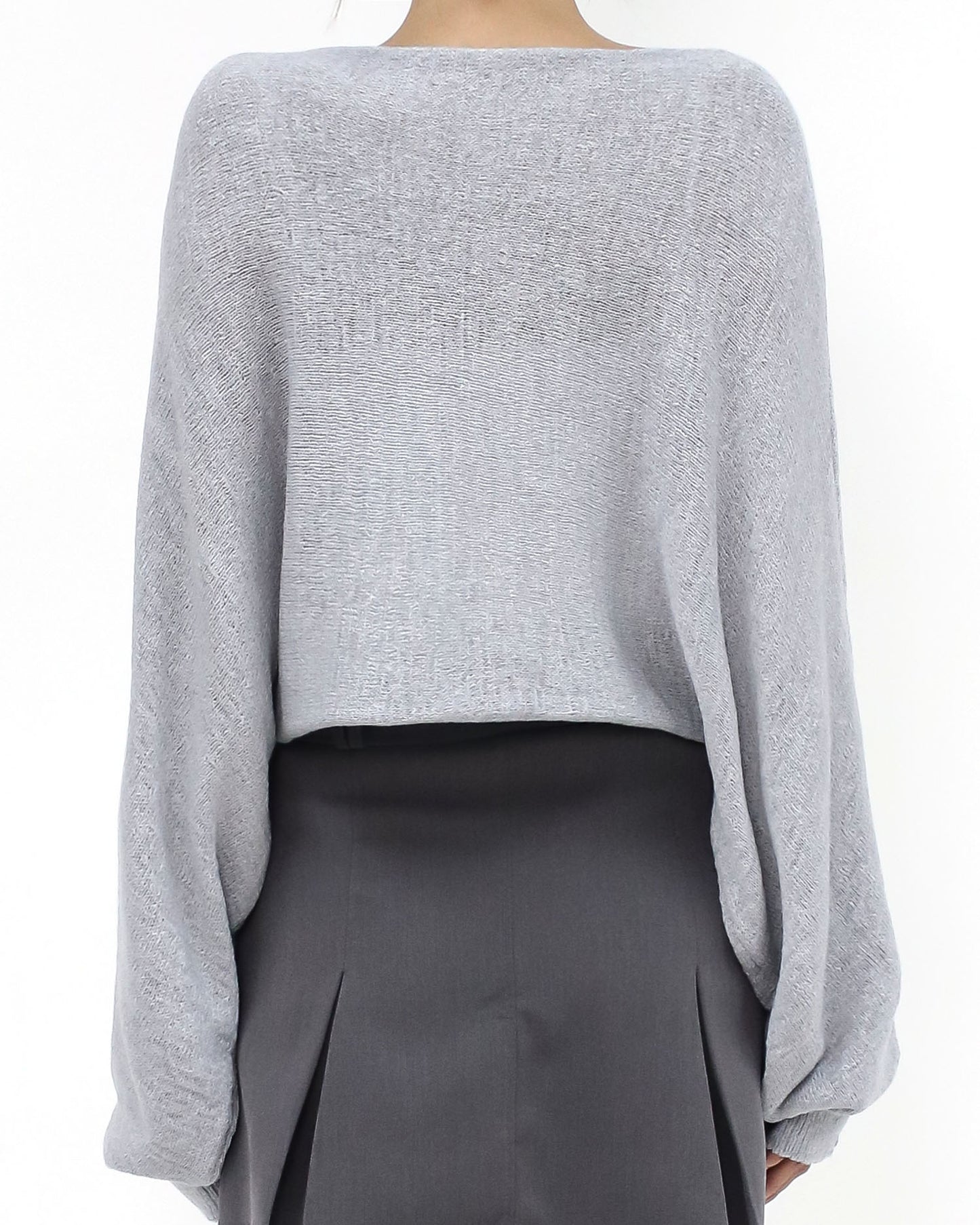 grey batwing fine knitted top