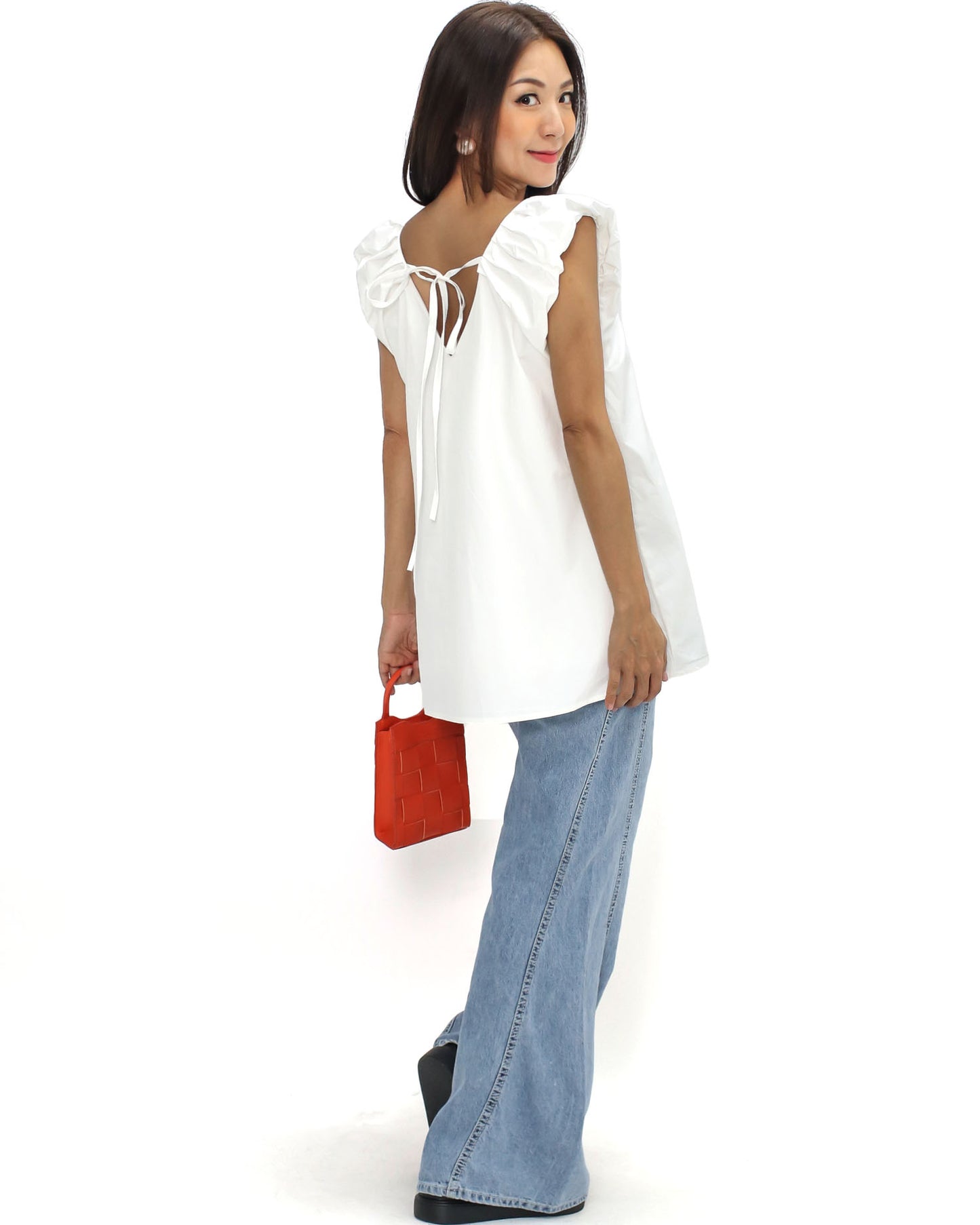 ivory puff shoulder shirt vest