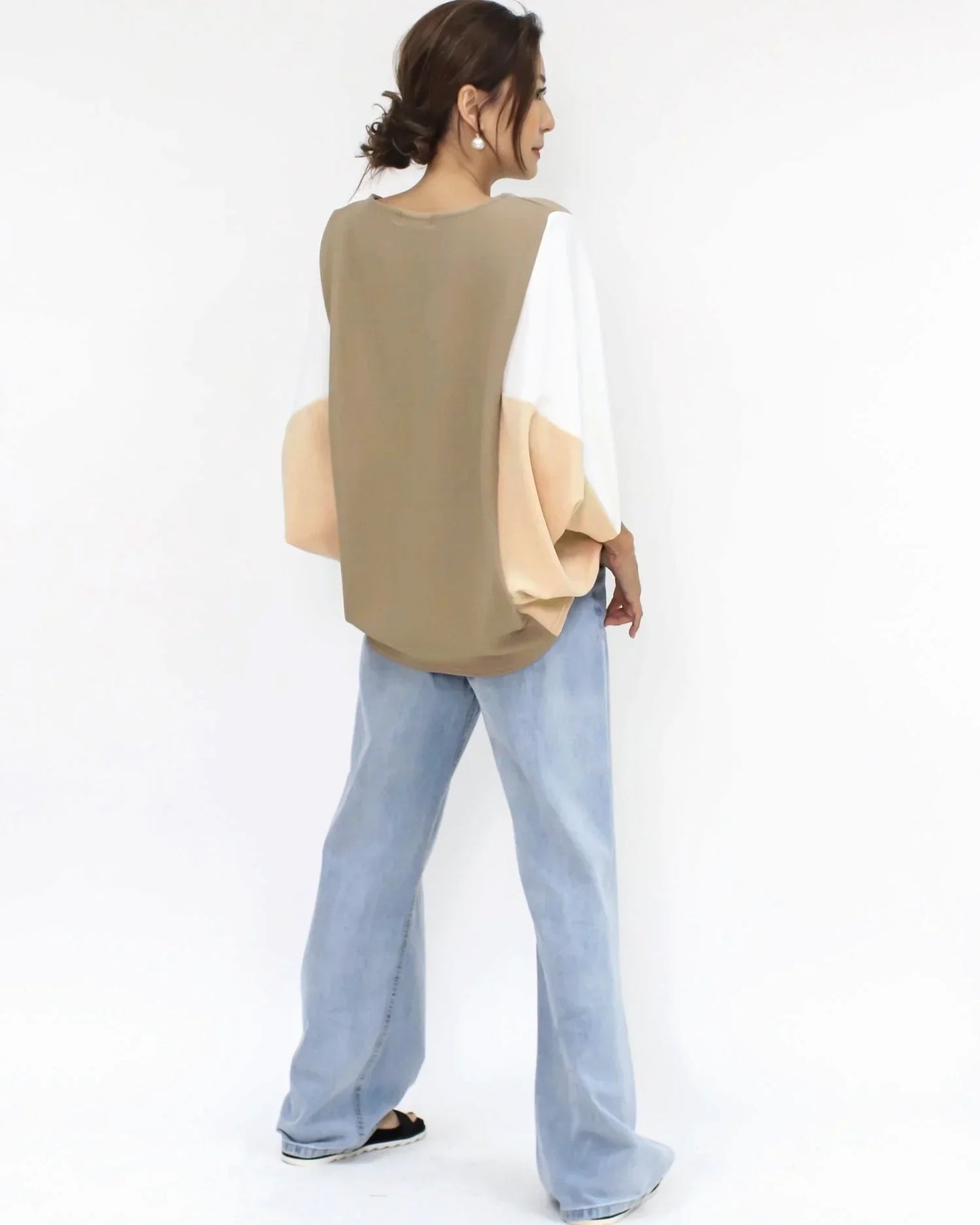 Beige ivory & nude contrast batwing texture *pre-order*