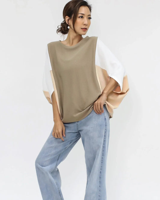 Beige ivory & nude contrast batwing texture *pre-order*