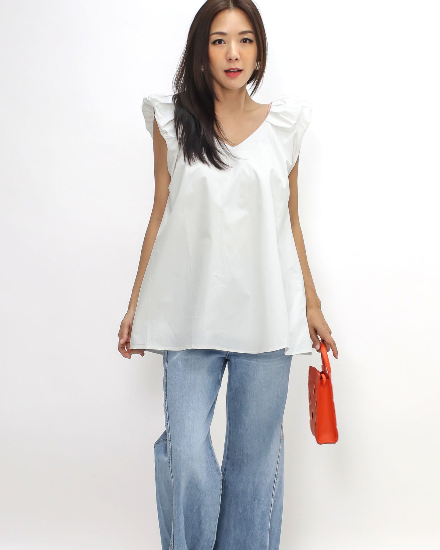 ivory puff shoulder shirt vest