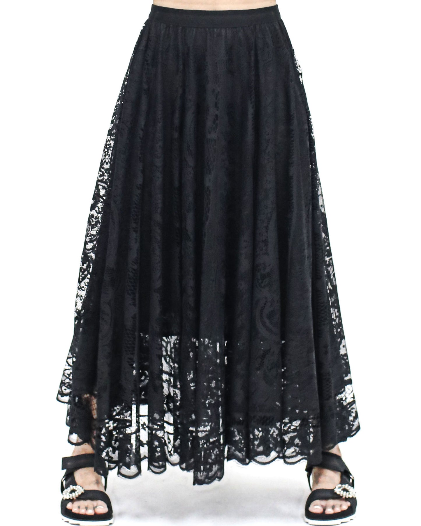 black lace longline skirt