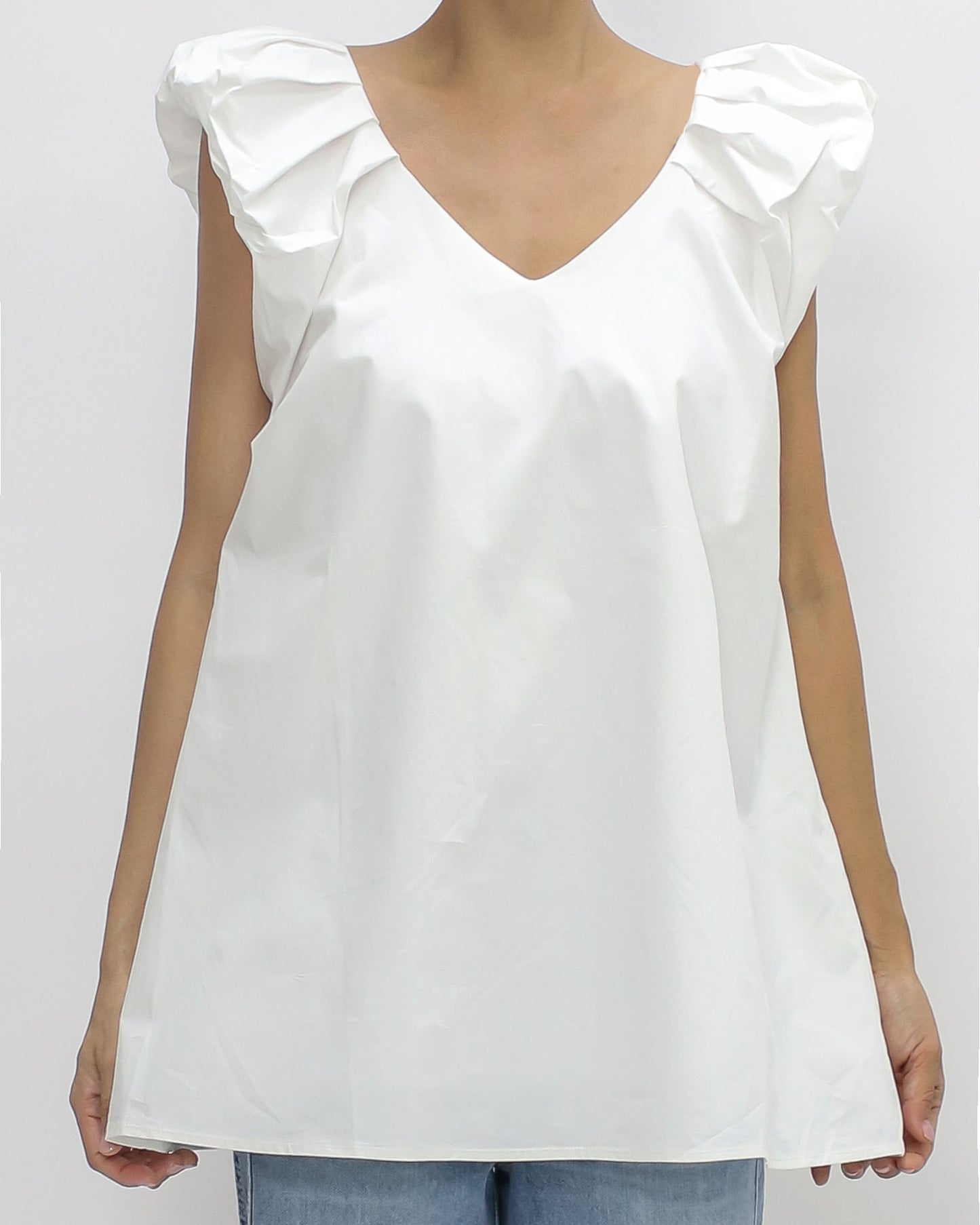 ivory puff shoulder shirt vest