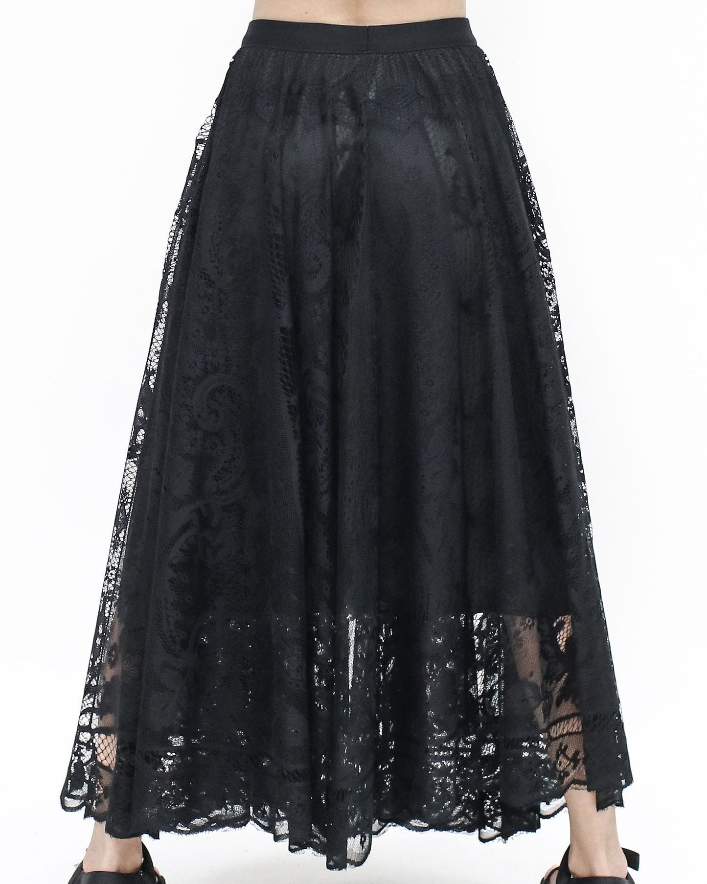 black lace longline skirt