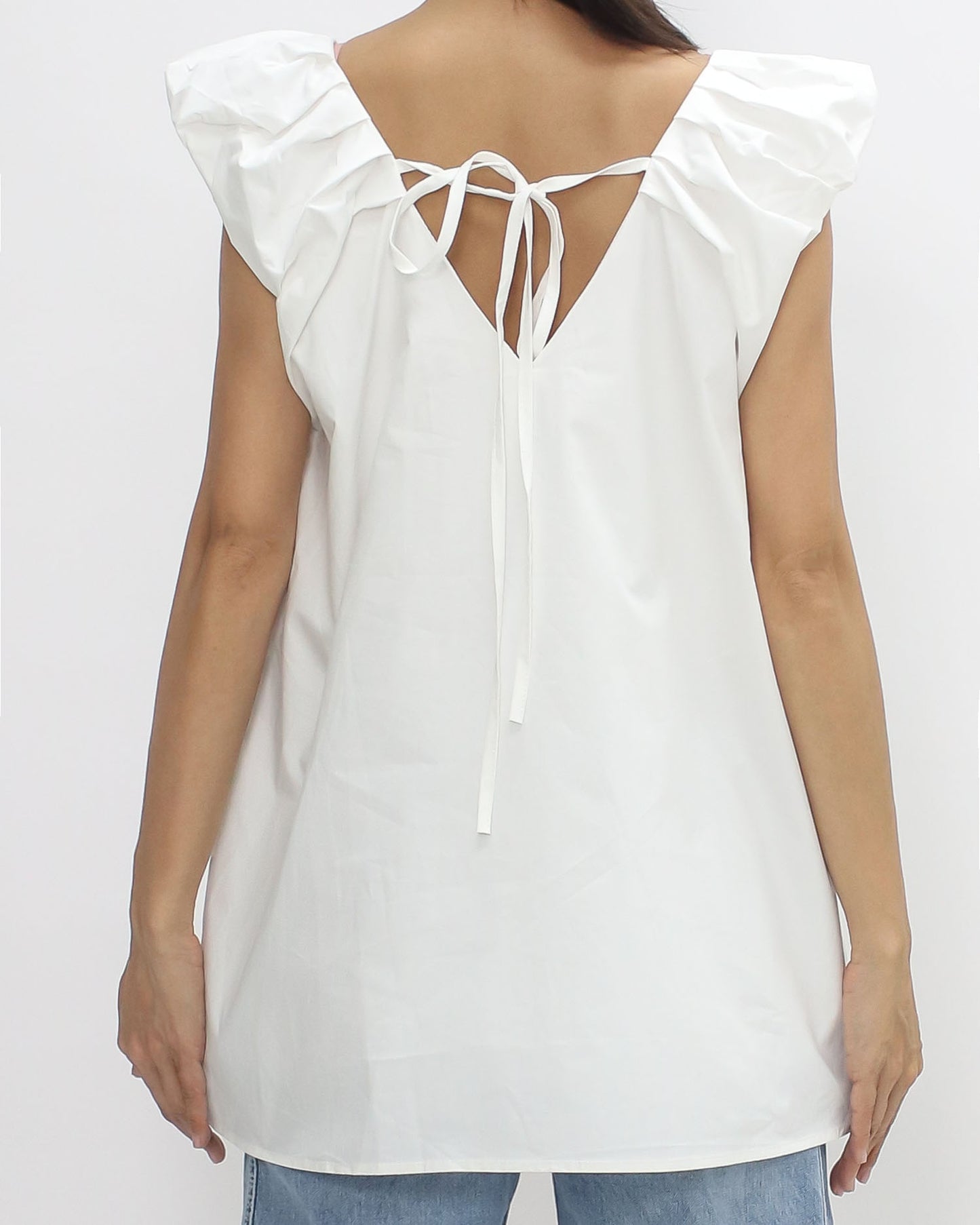 ivory puff shoulder shirt vest