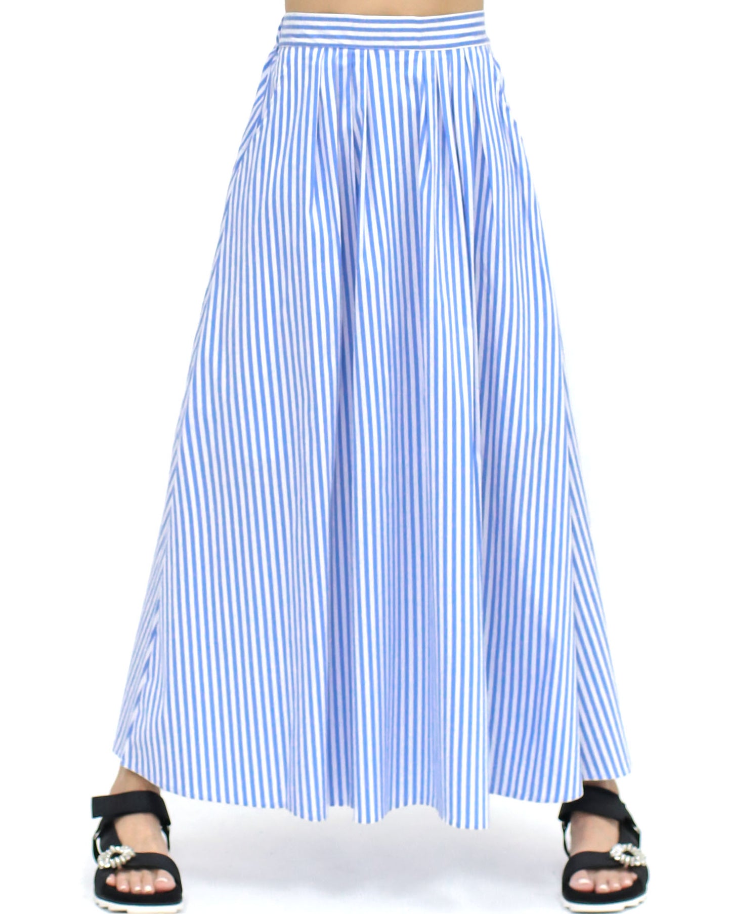 blue & ivory stripes longline skirt *pre-order*