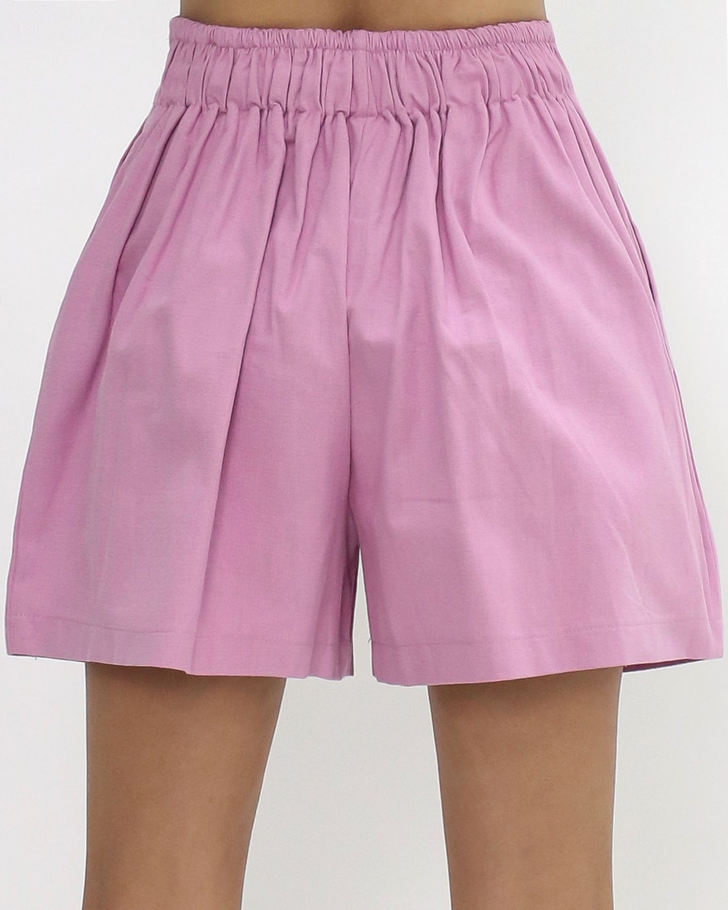 pink linen pockets shorts