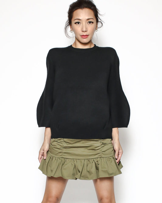 black balloon sleeves knitted top *pre-order*