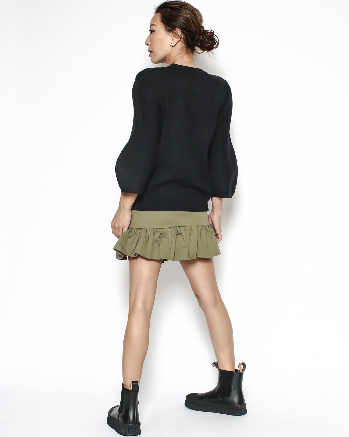 black balloon sleeves knitted top *pre-order*