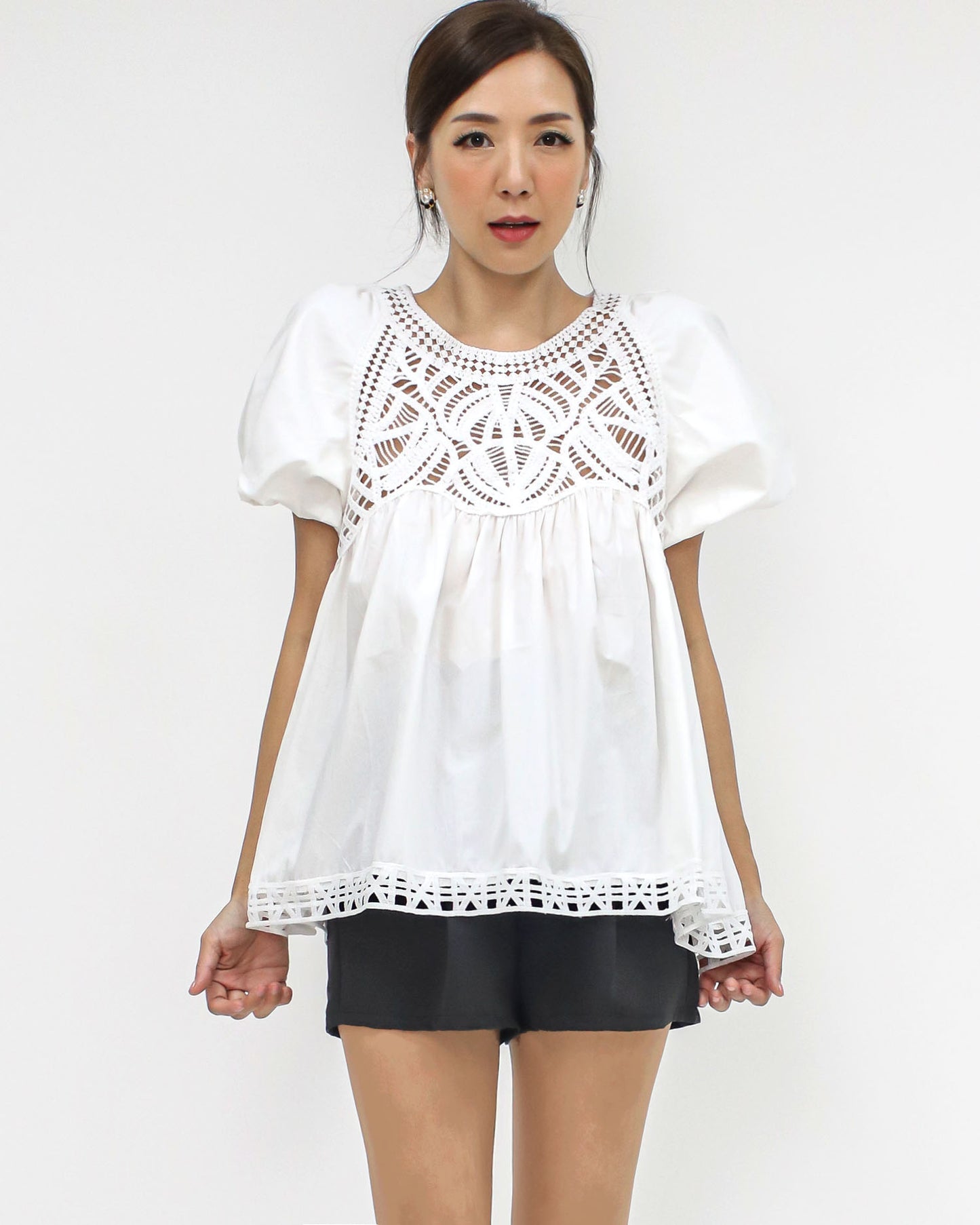 ivory crochet shirt top *pre-order*