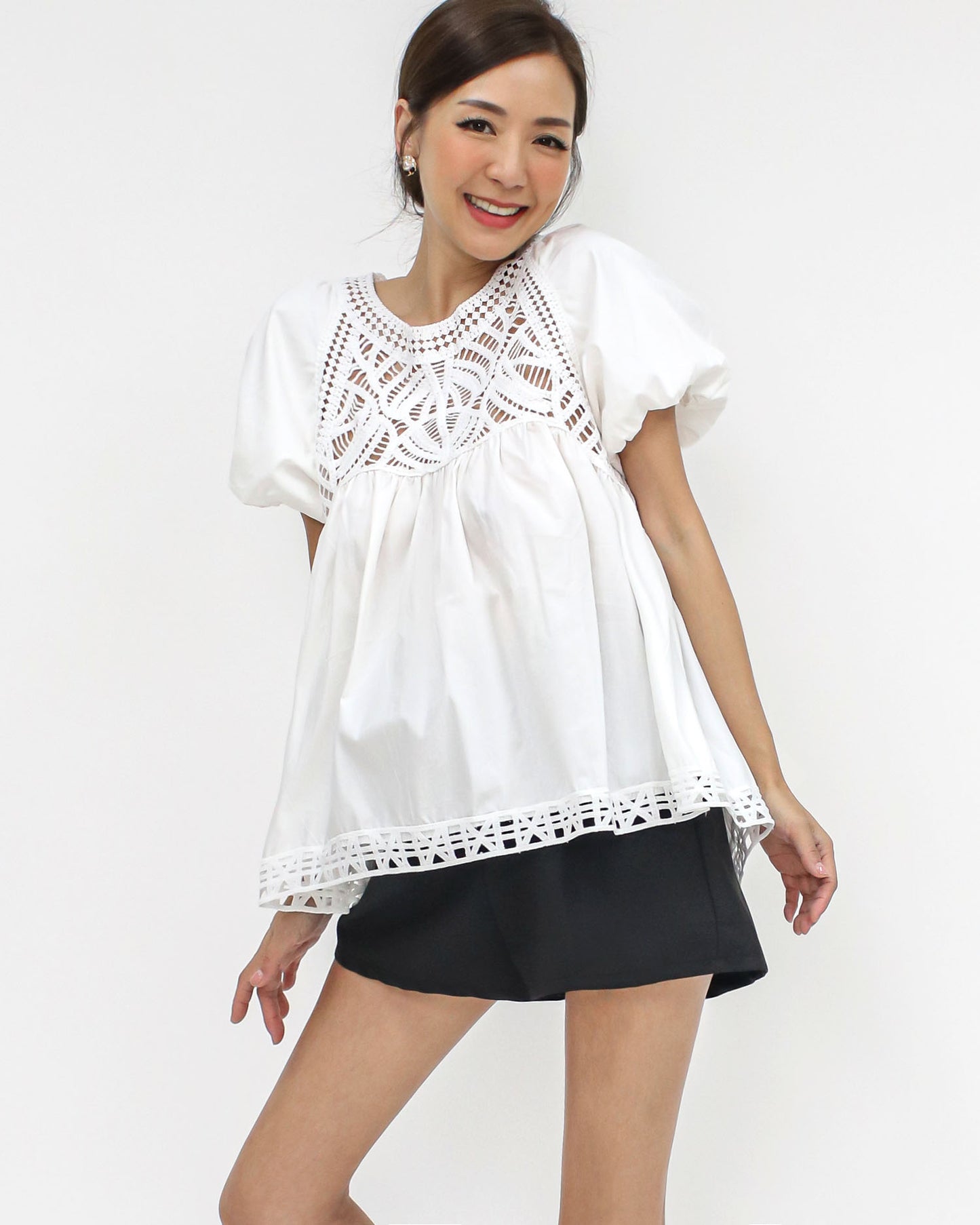 ivory crochet shirt top *pre-order*