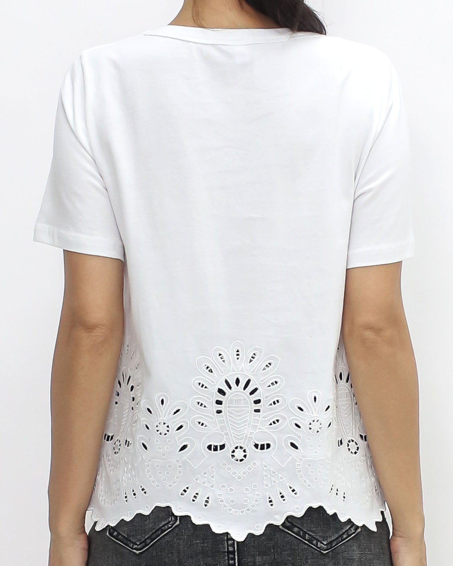 ivory crochet hem tee