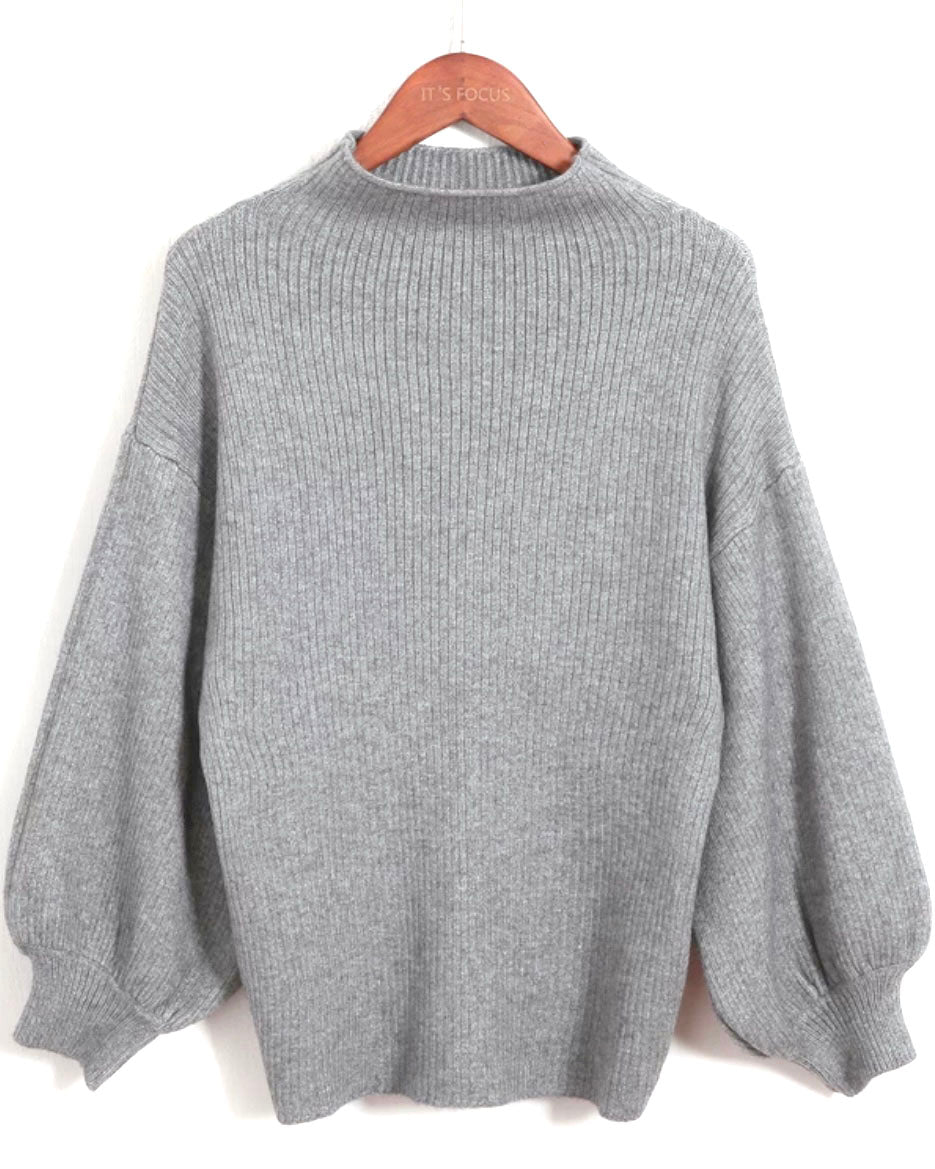 grey high neck batwing knitted top *pre-order*