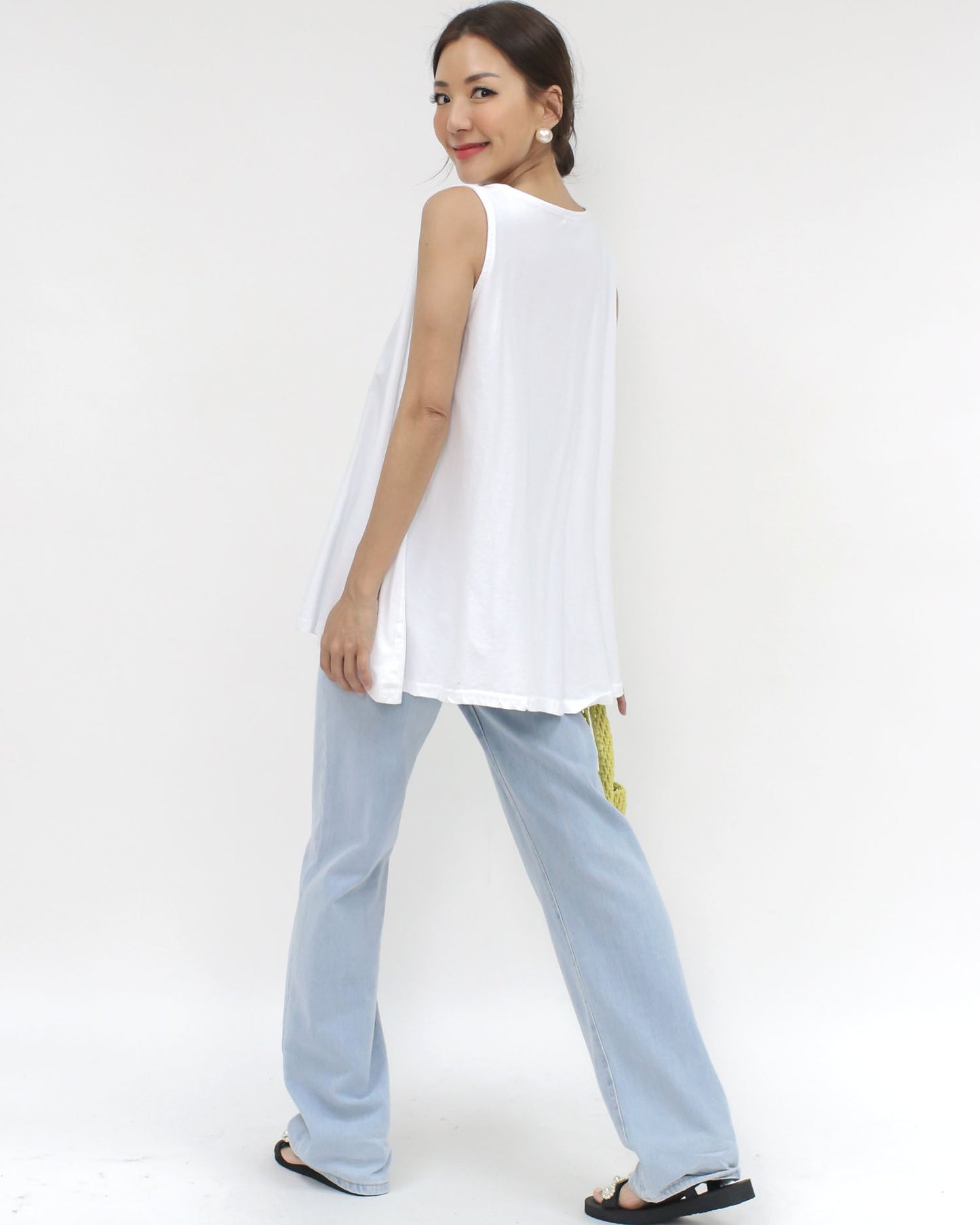 ivory cotton flare vest