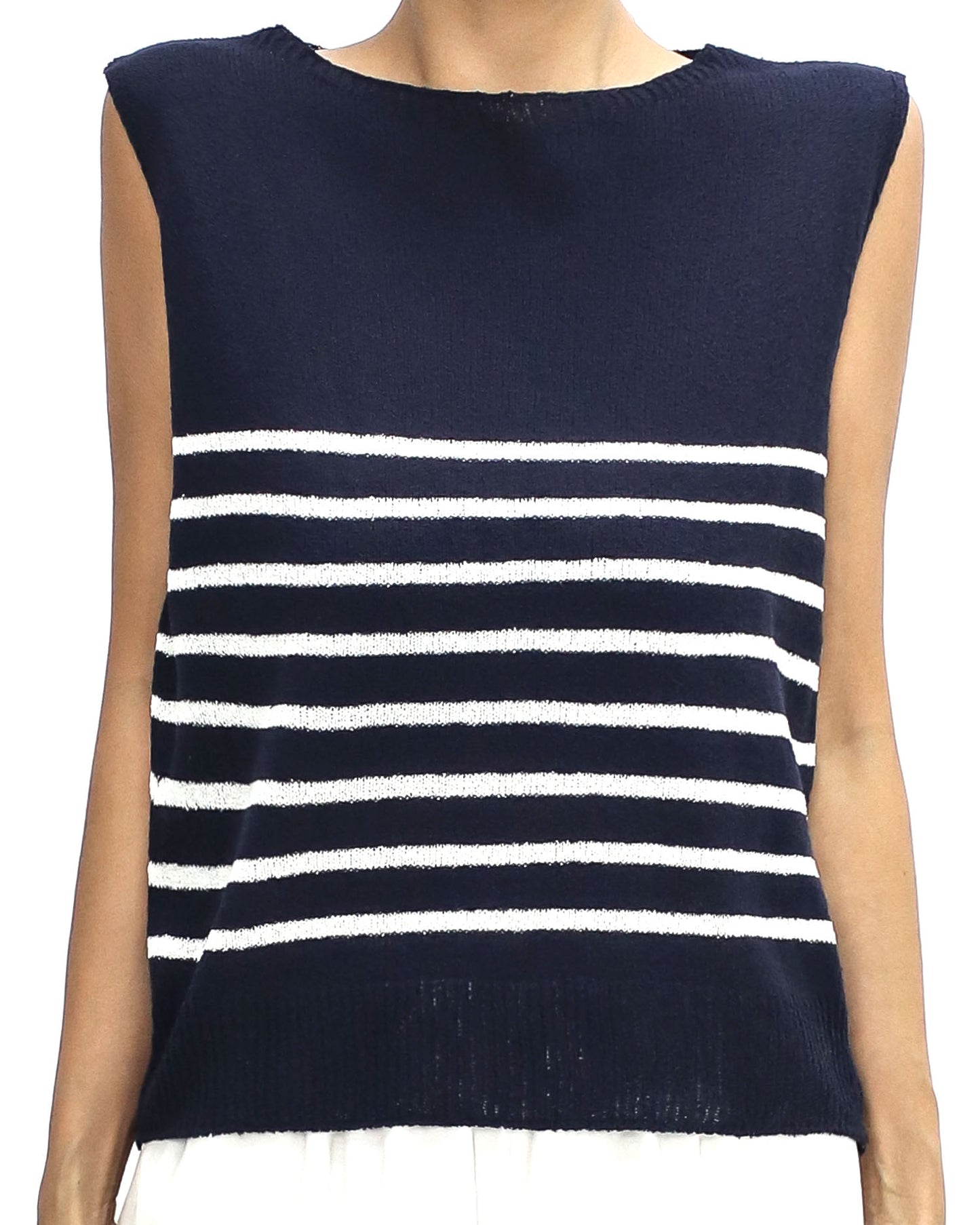 navy & ivory stripes knitted vest *pre-order*