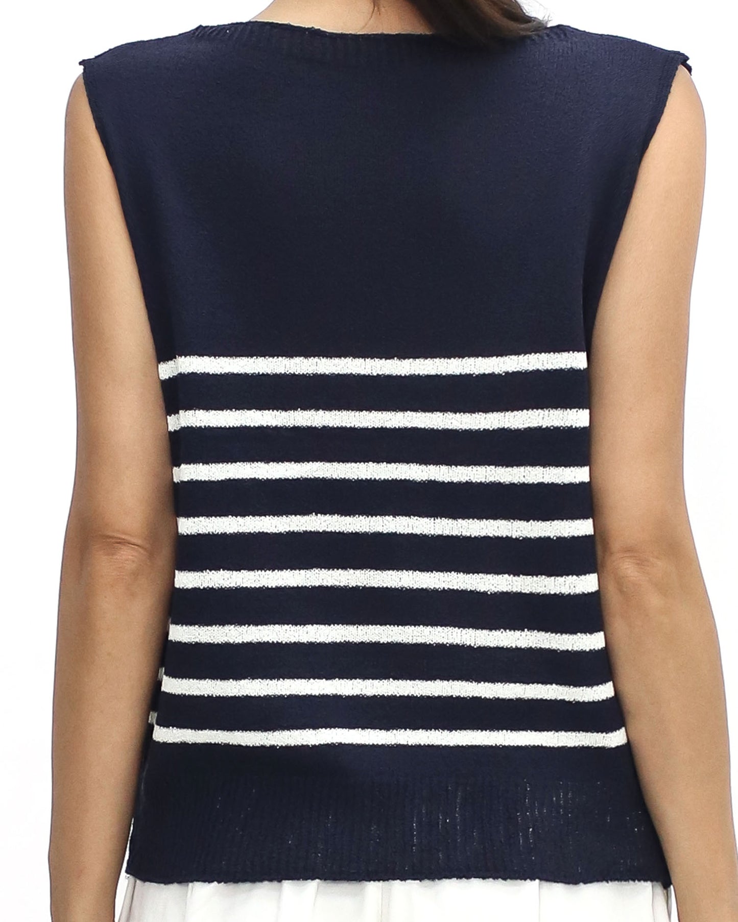 navy & ivory stripes knitted vest *pre-order*