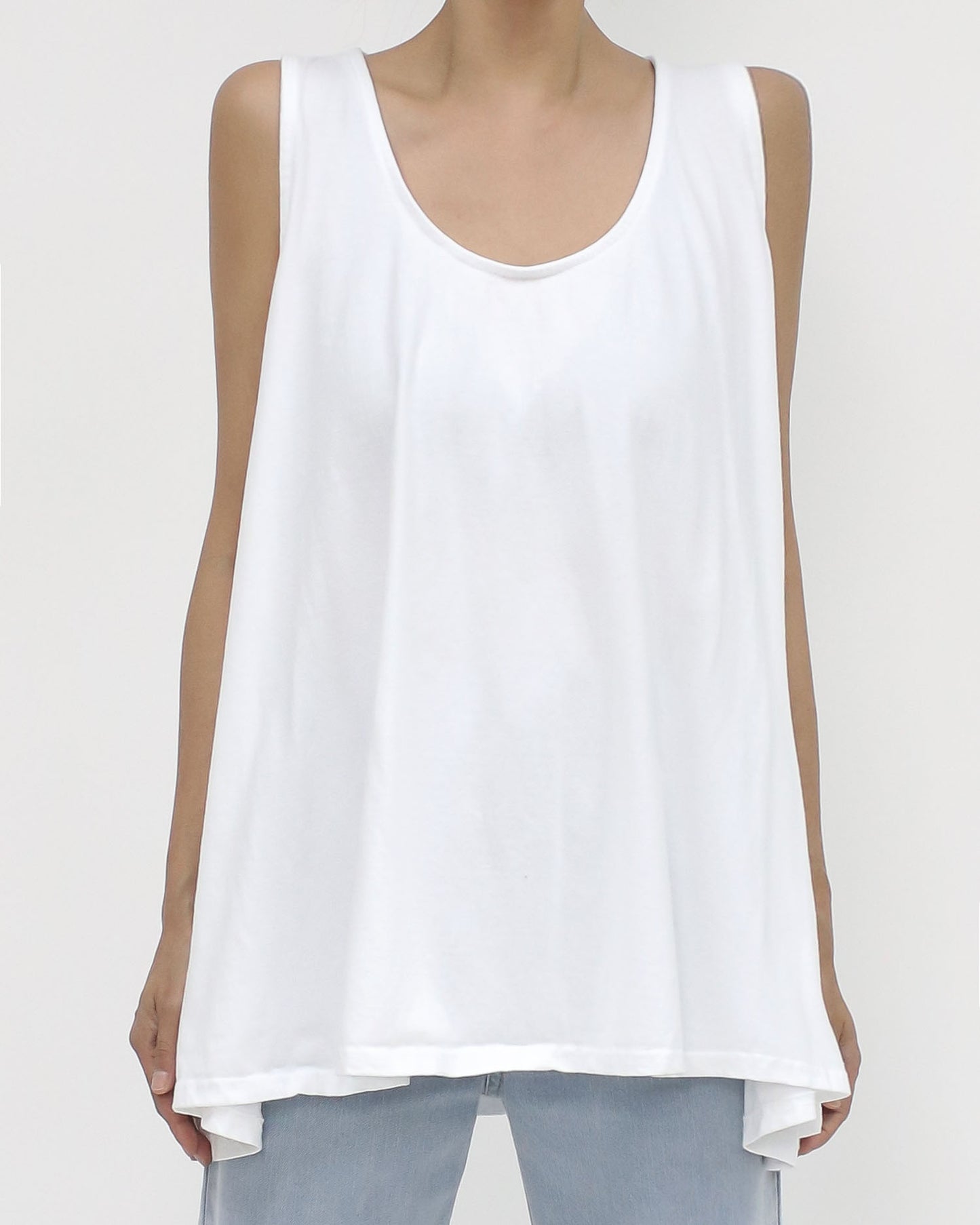 ivory cotton flare vest